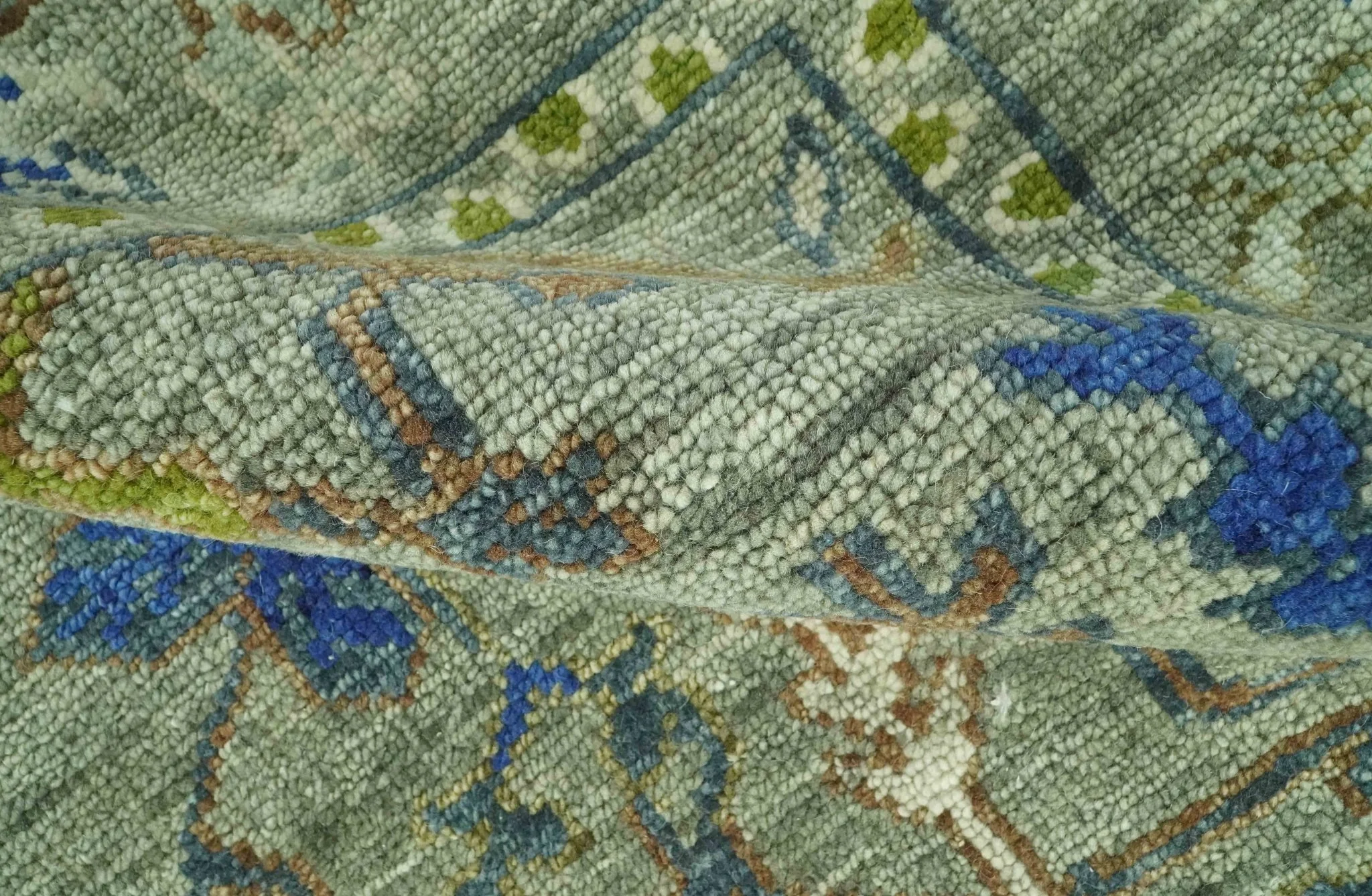 The Plants and Roots Green Hand Knotted Traditional Custom Made Wool Area Rug - Image 9