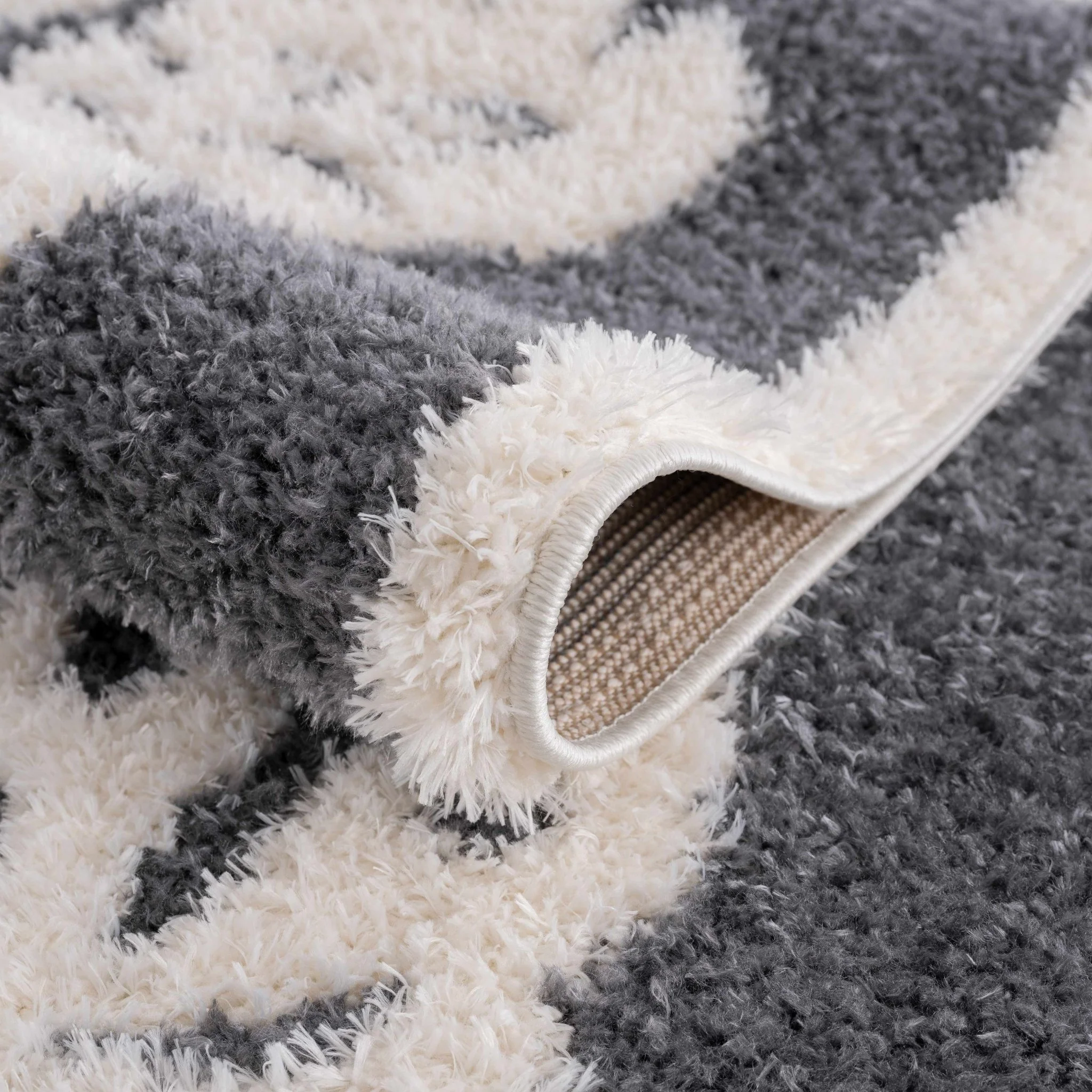 Tibetan Tiger Design Ivory and Charcoal Plush Pile Area Rug - Image 4