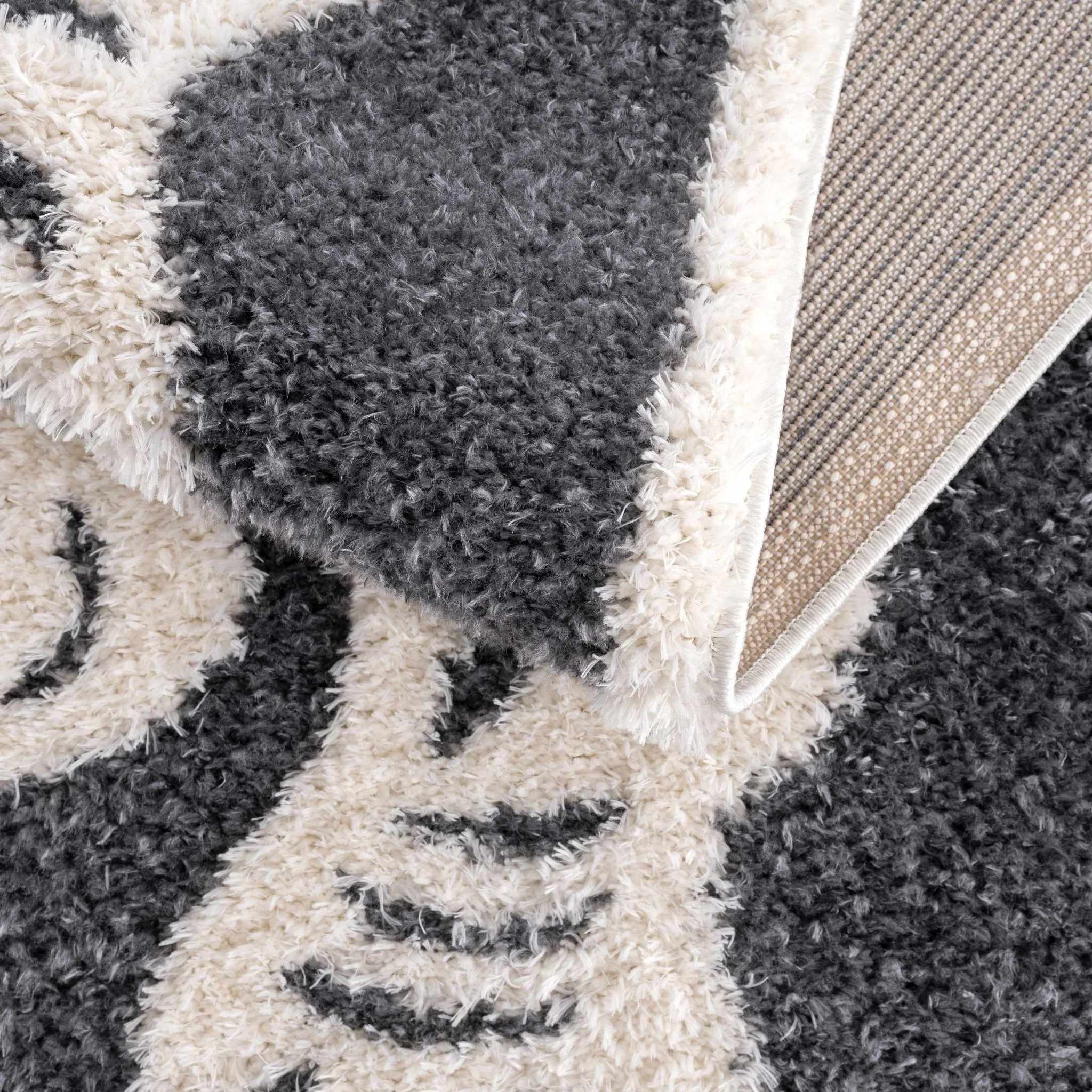 Tibetan Tiger Design Ivory and Charcoal Plush Pile Area Rug - Image 6