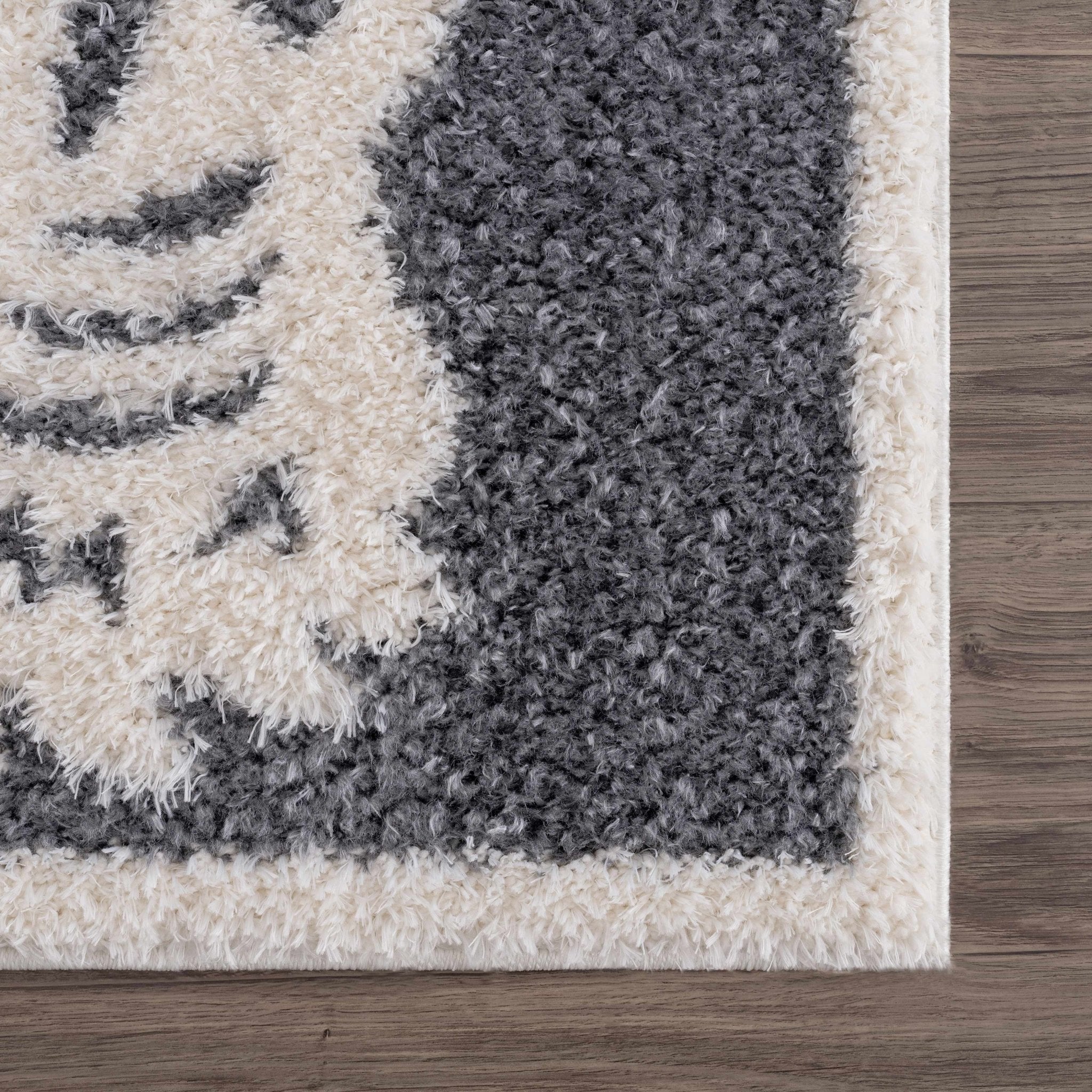 Tibetan Tiger Design Ivory and Charcoal Plush Pile Area Rug - Image 8