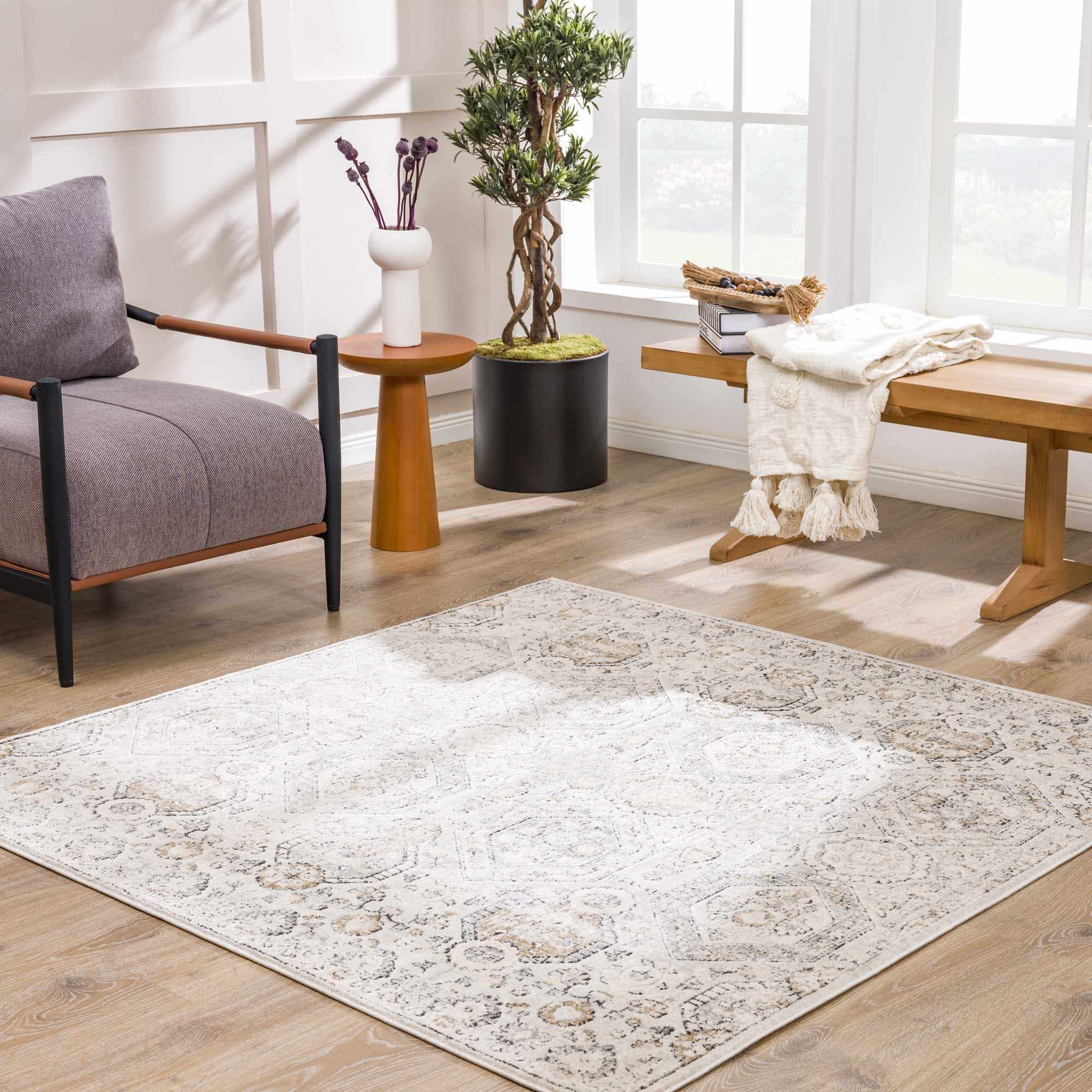 Traditional Overall Design Beige and Brown Medium Pile Area Rug - Image 8