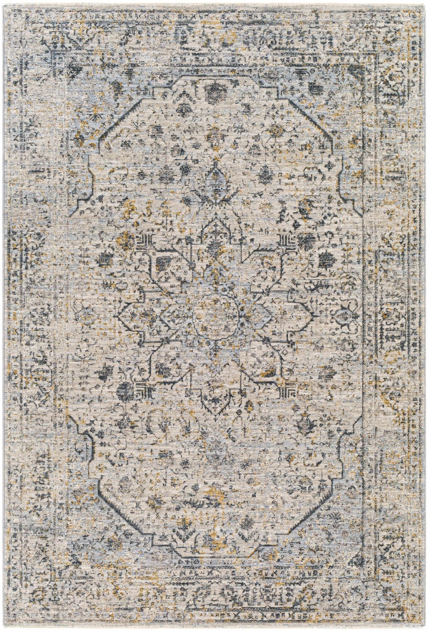 Traditional Beige And Charcoal Rug - Image 10