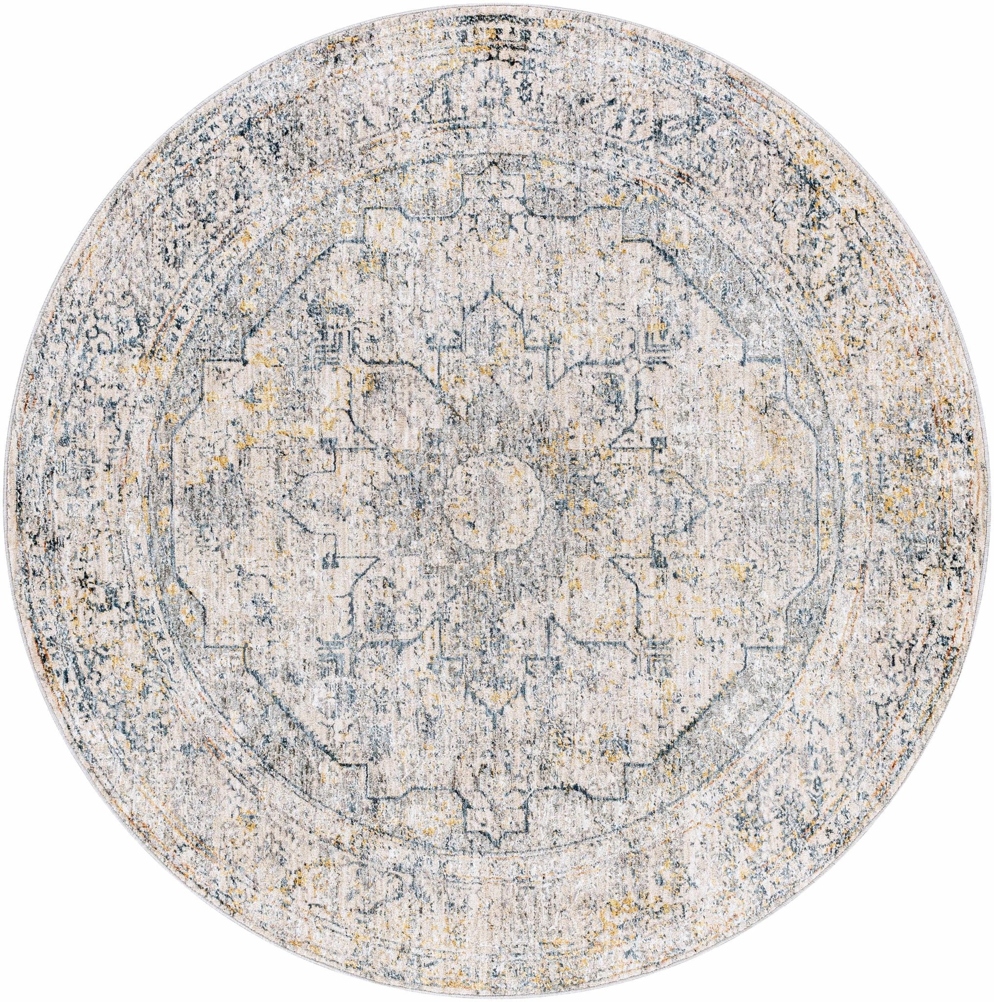 Traditional Beige And Charcoal Rug - Image 12