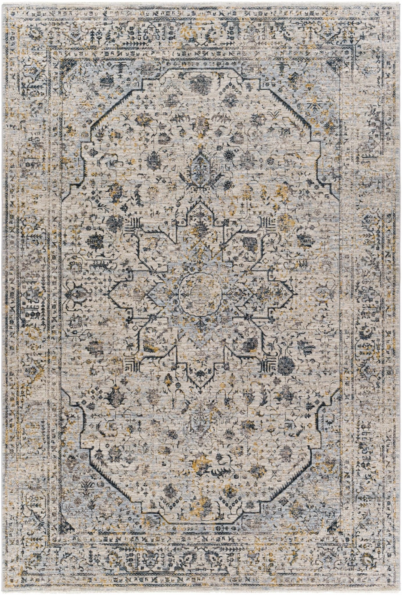 Traditional Beige And Charcoal Rug - Image 13