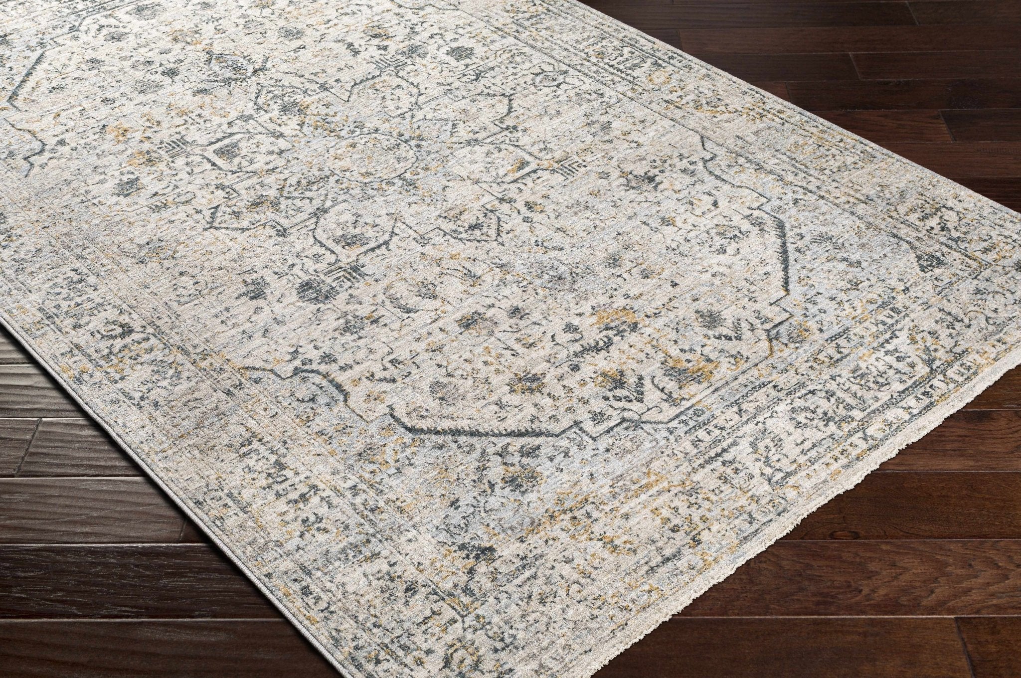 Traditional Beige And Charcoal Rug - Image 14