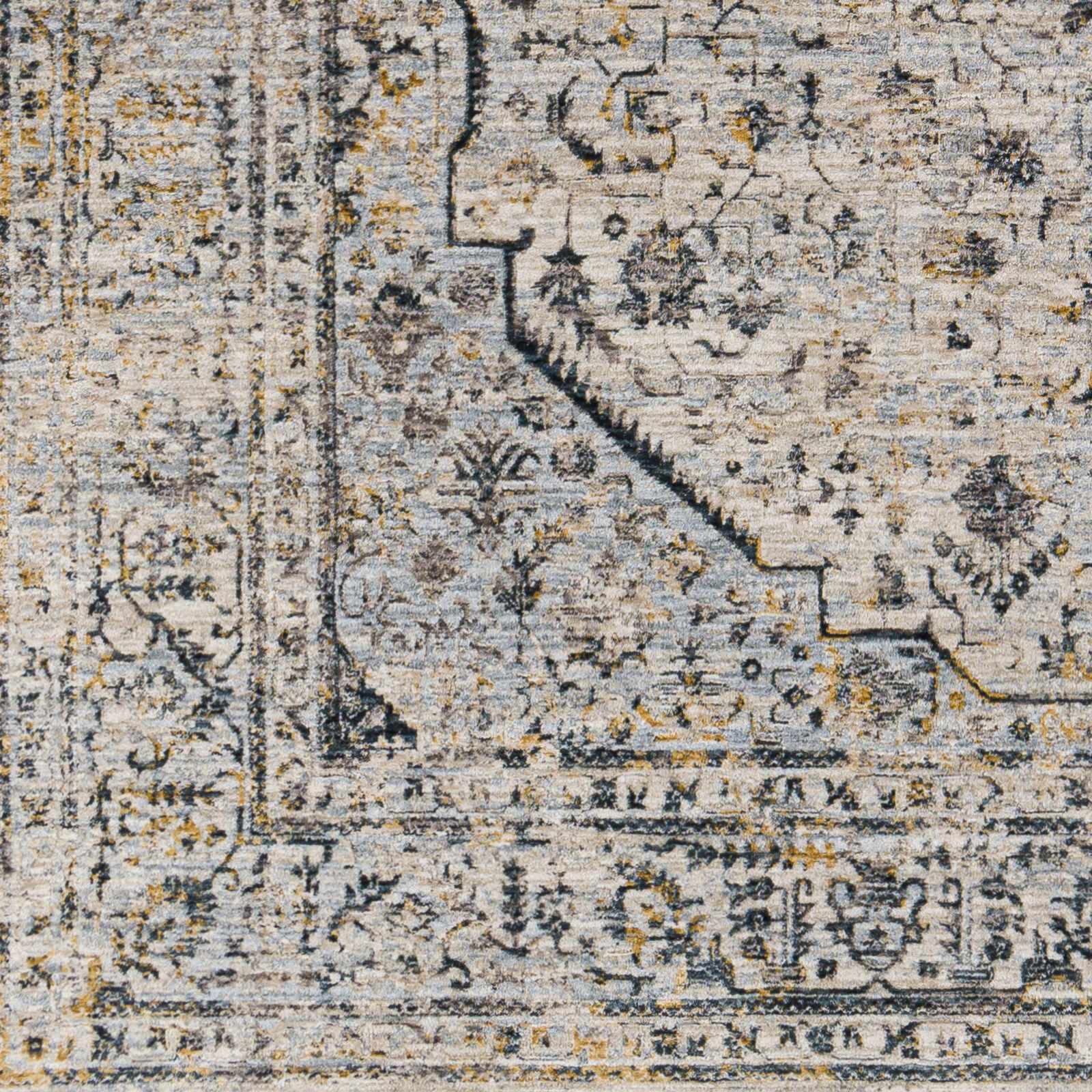 Traditional Beige And Charcoal Rug - Image 7