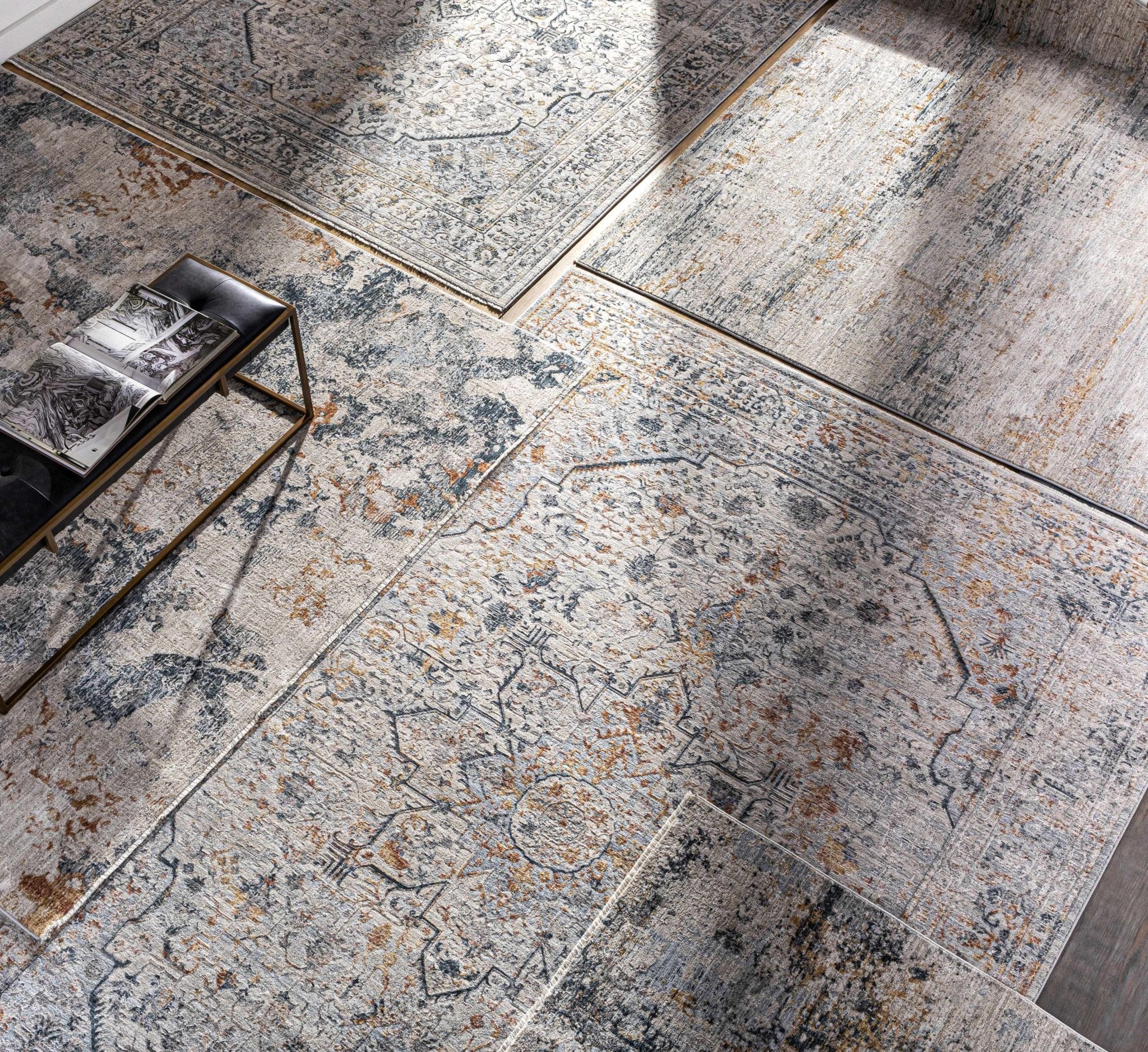 Traditional Beige And Charcoal Rug - Image 9