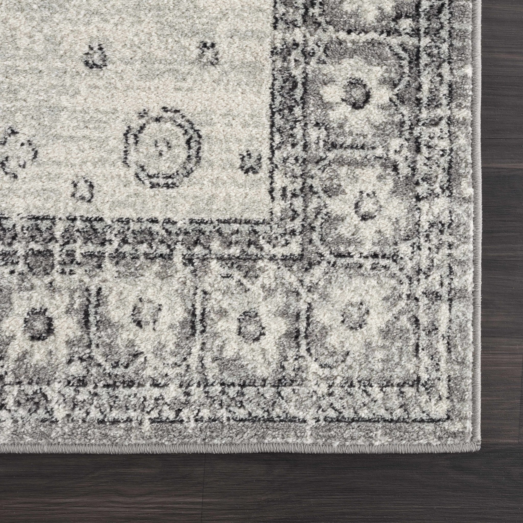 Traditional Beige and Gray Low Pile Indoor Area Rug - Image 4