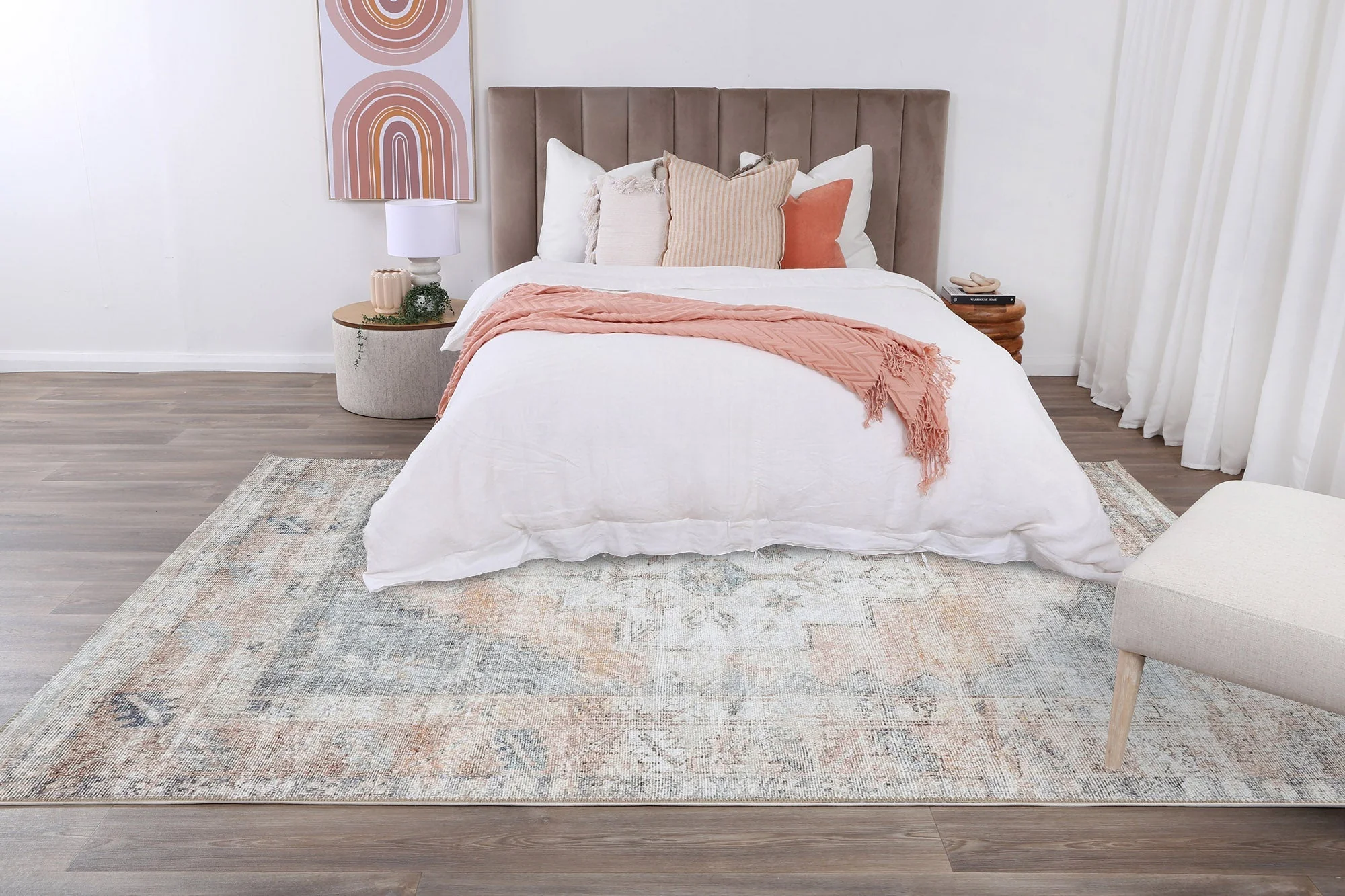 Transitional Beige And Gray Machine Washable Rug - Image 3