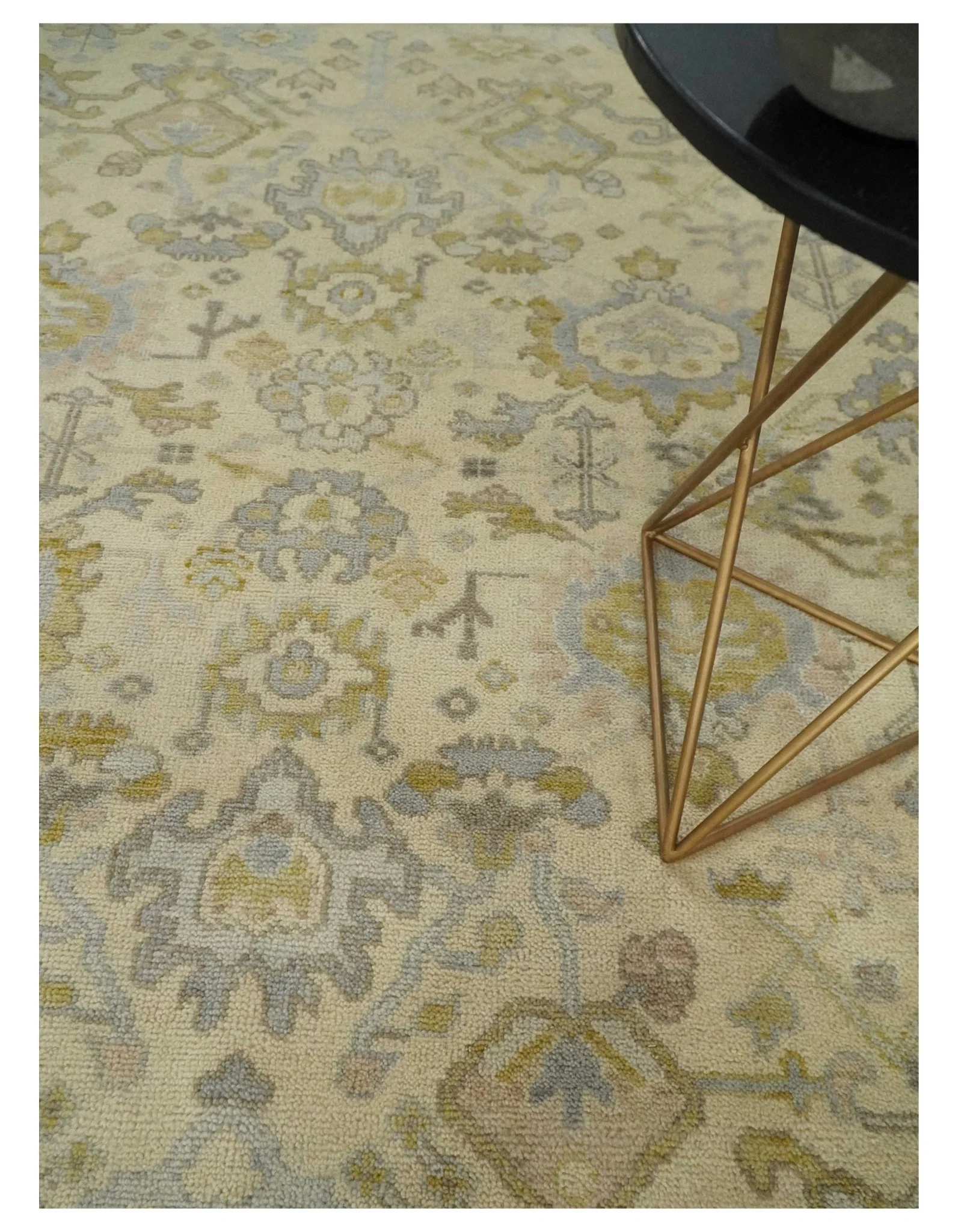 Earthy Neutral Traditional Beige and Silver Antique Style Hand knotted Wool Area Rug, Kids, Living Room and Bedroom Rug - Image 2