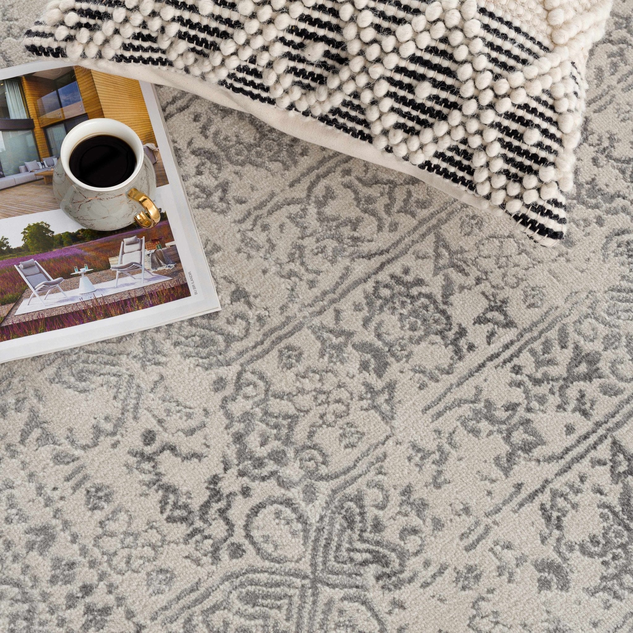 Traditional Beige ang Gray Medium Pile Multi Size Area Rug - Image 16