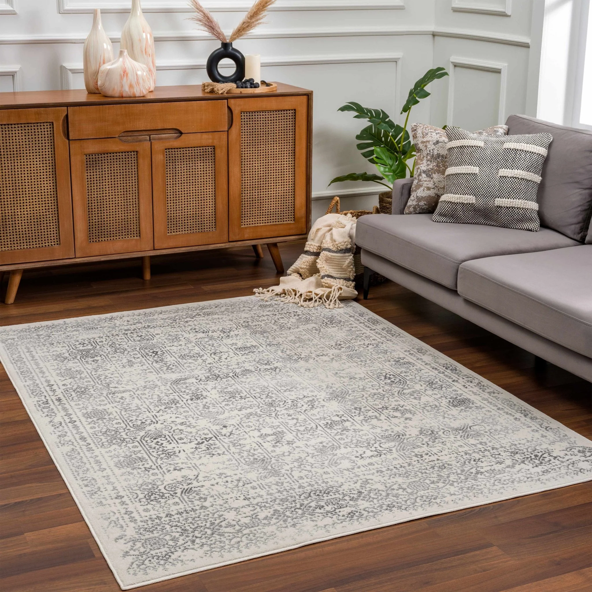 Traditional Beige ang Gray Medium Pile Multi Size Area Rug - Image 19