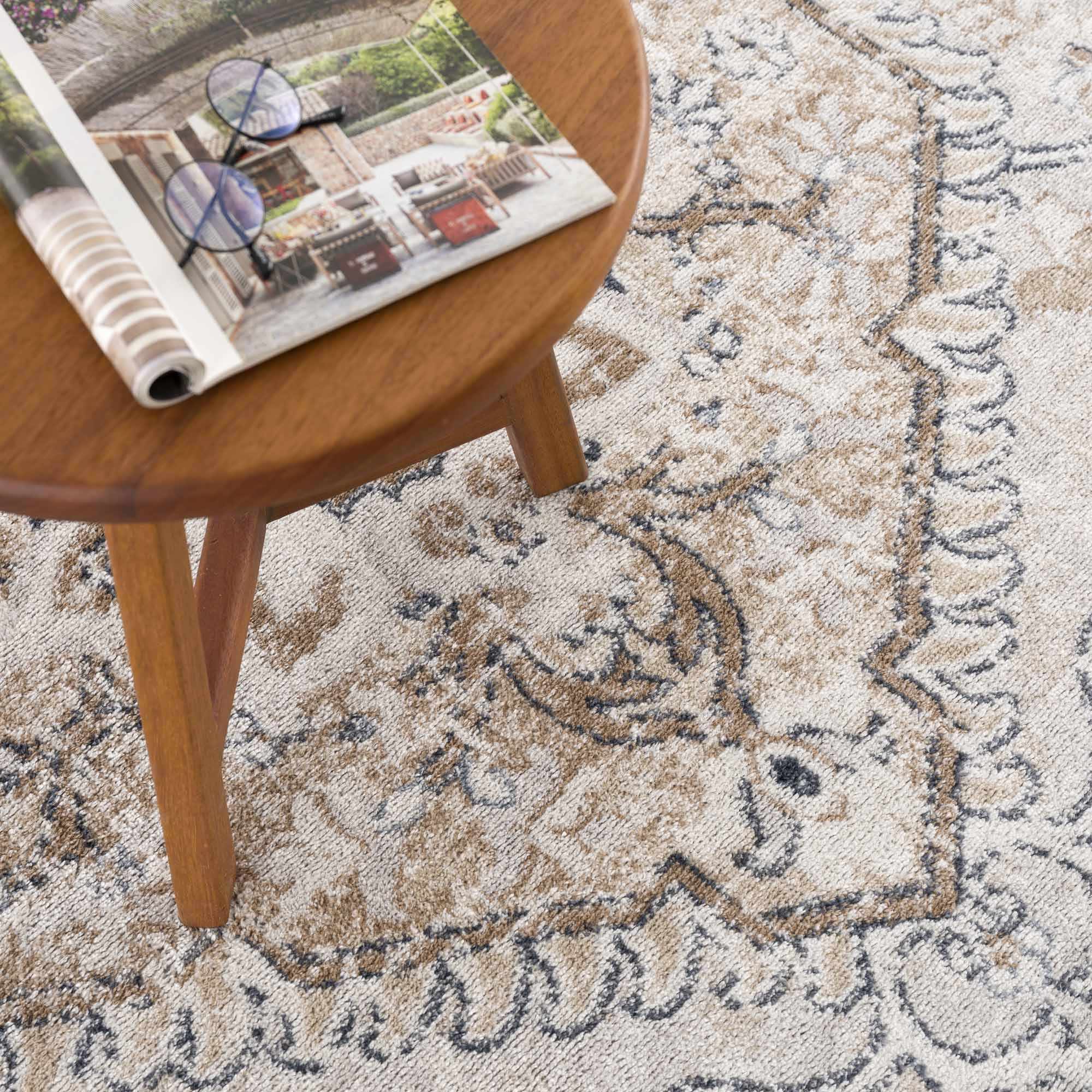 Traditional Beige, Camel and Charcoal Medium Pile Area Rug - Image 11