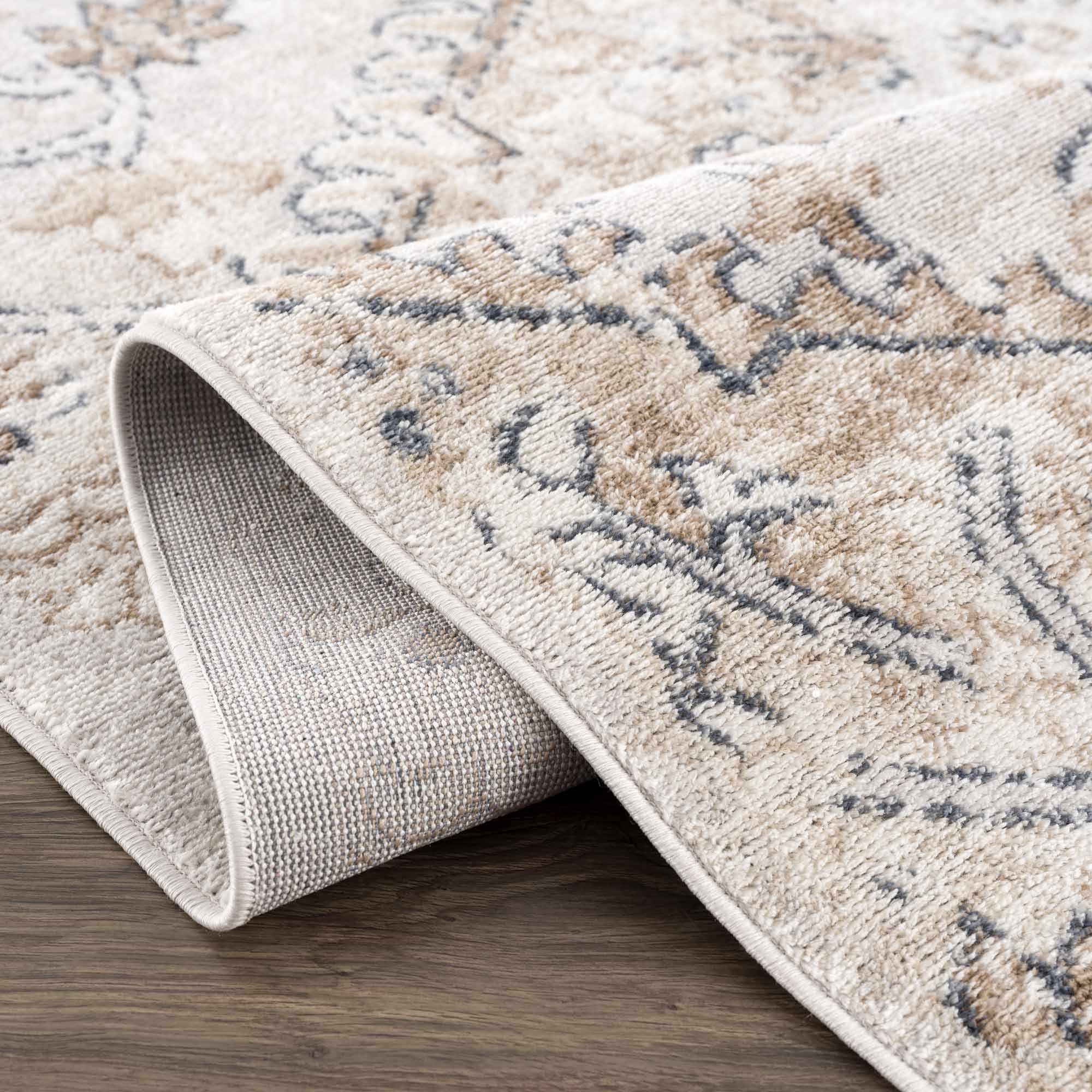 Traditional Beige, Camel and Charcoal Medium Pile Area Rug - Image 6
