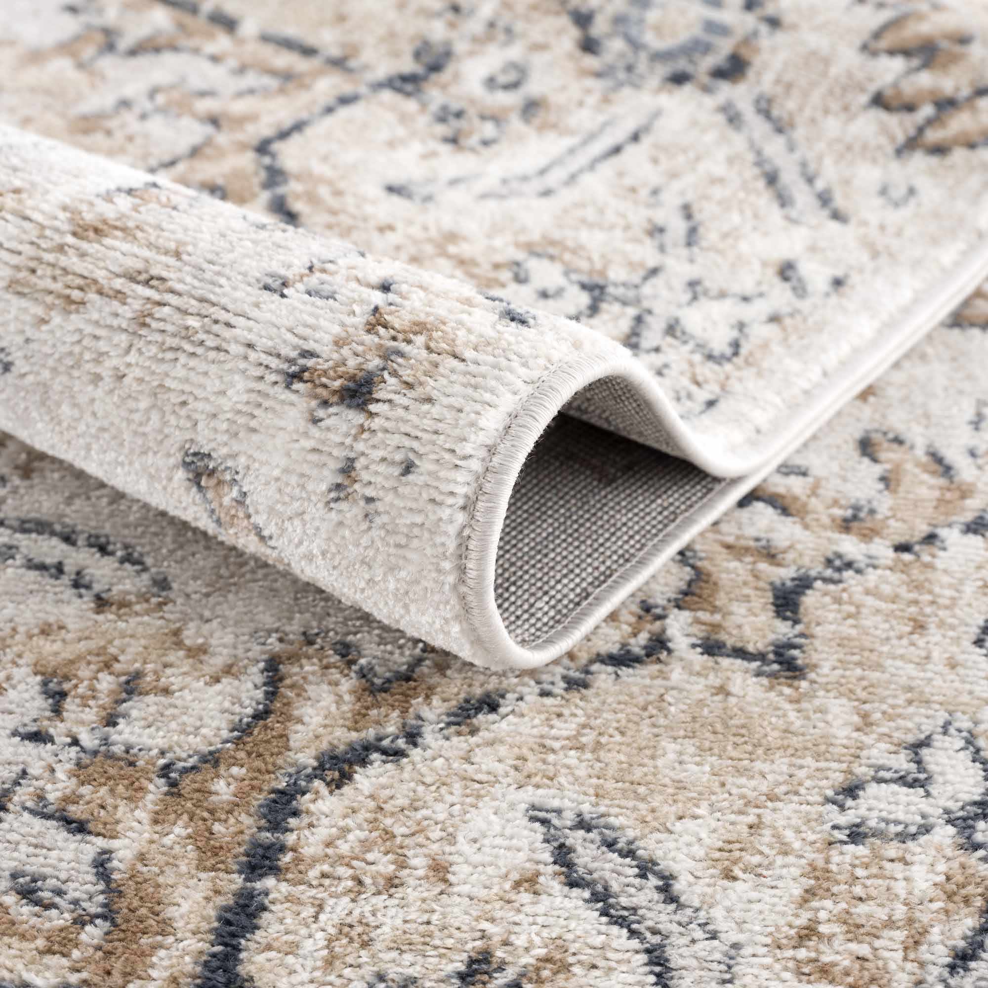 Traditional Beige, Camel and Charcoal Medium Pile Area Rug - Image 7