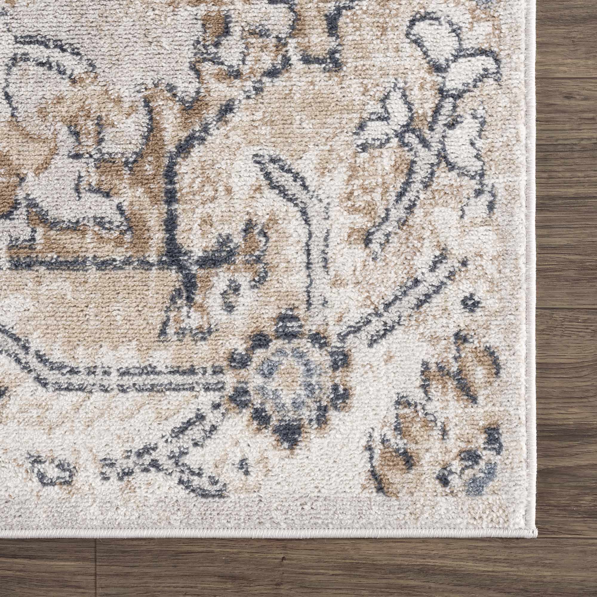 Traditional Beige, Camel and Charcoal Medium Pile Area Rug - Image 8