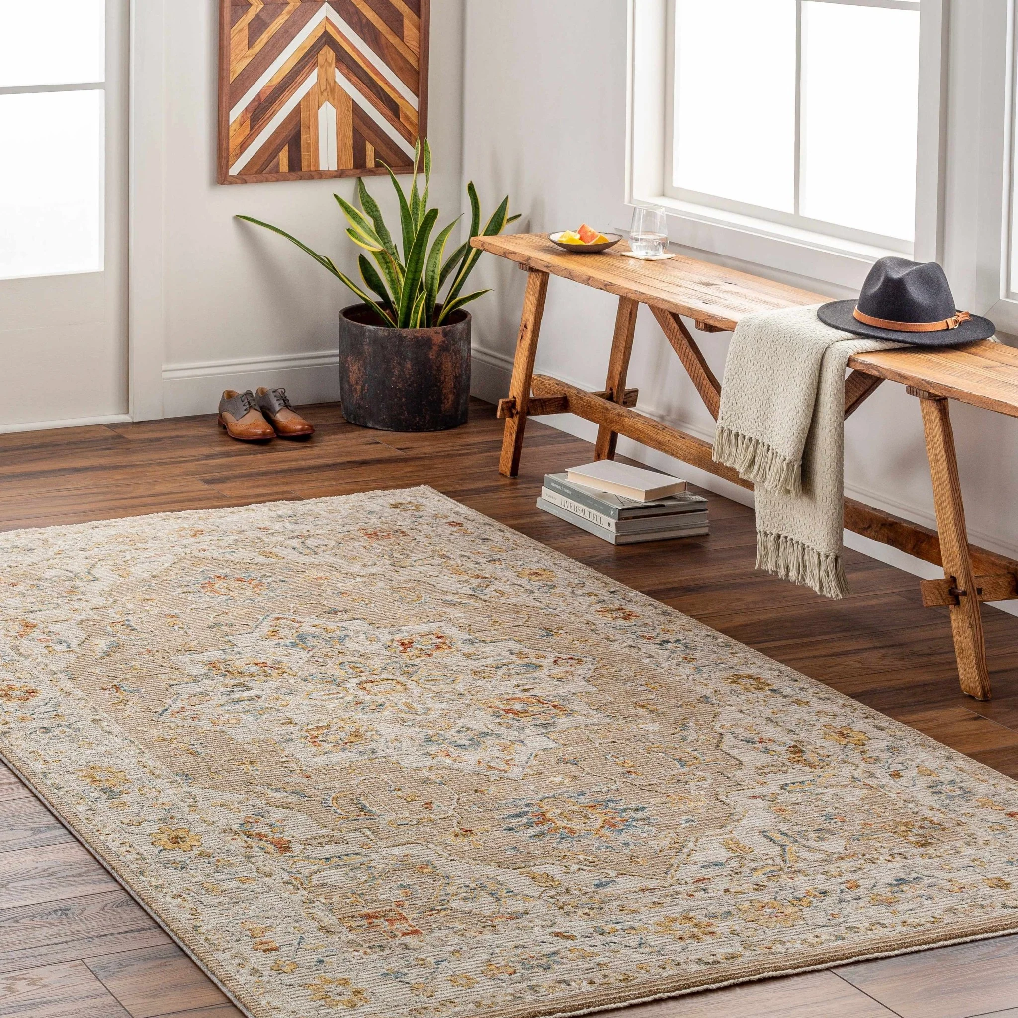 Traditional Beige Oushak Design Rug - Image 11