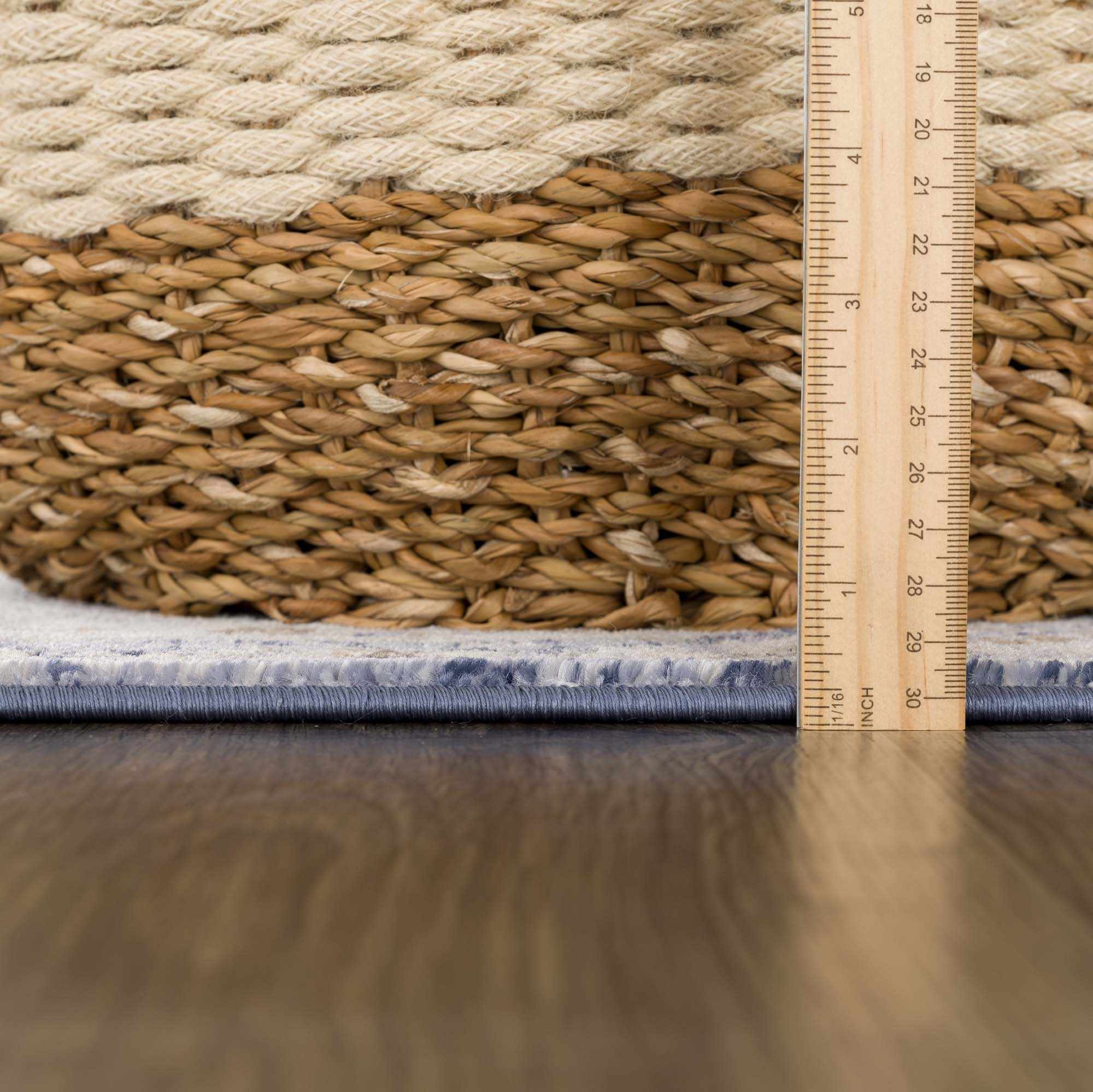 Traditional Transitional Blue and Beige Medium Pile Area Rug - Image 7