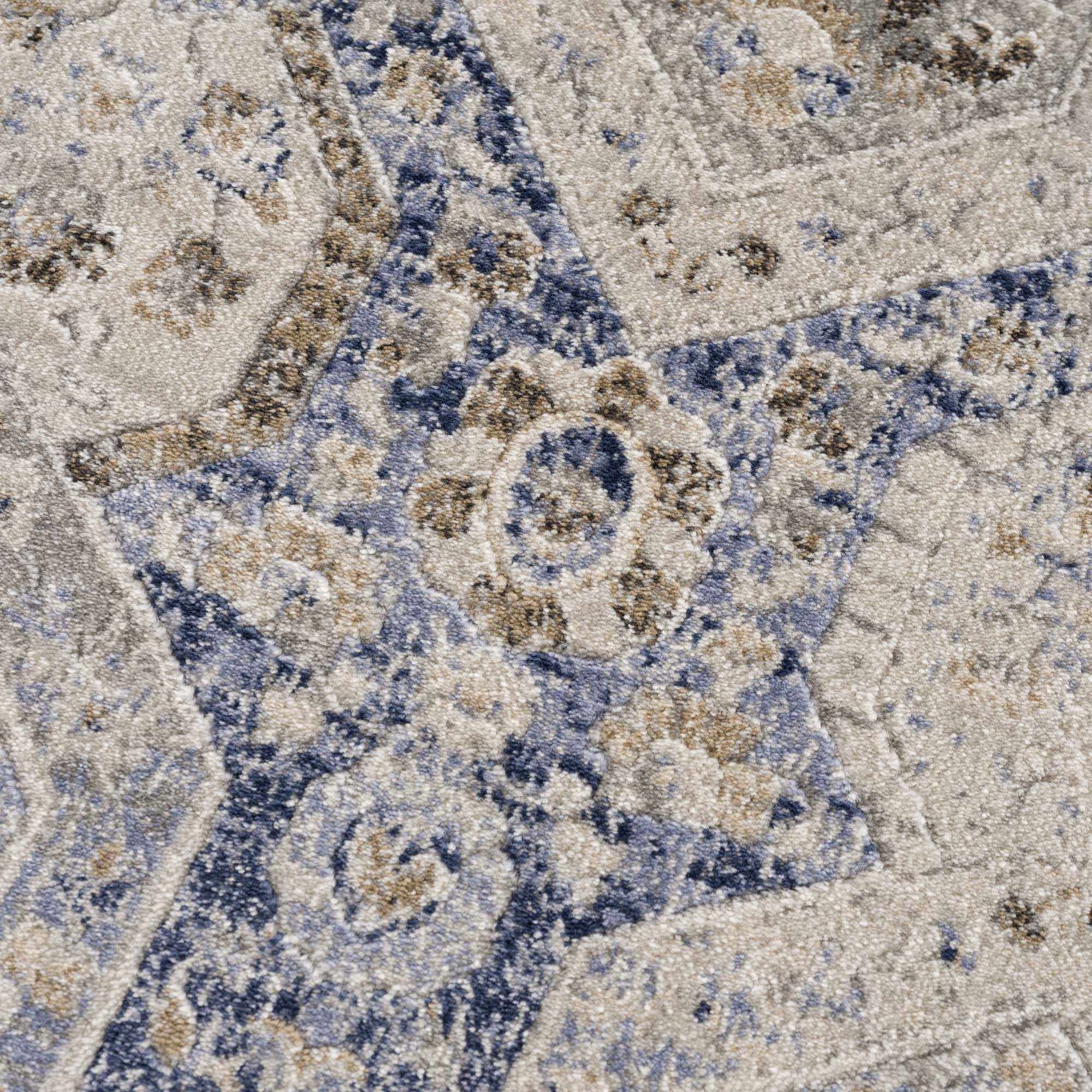 Traditional Transitional Blue and Beige Medium Pile Area Rug - Image 8