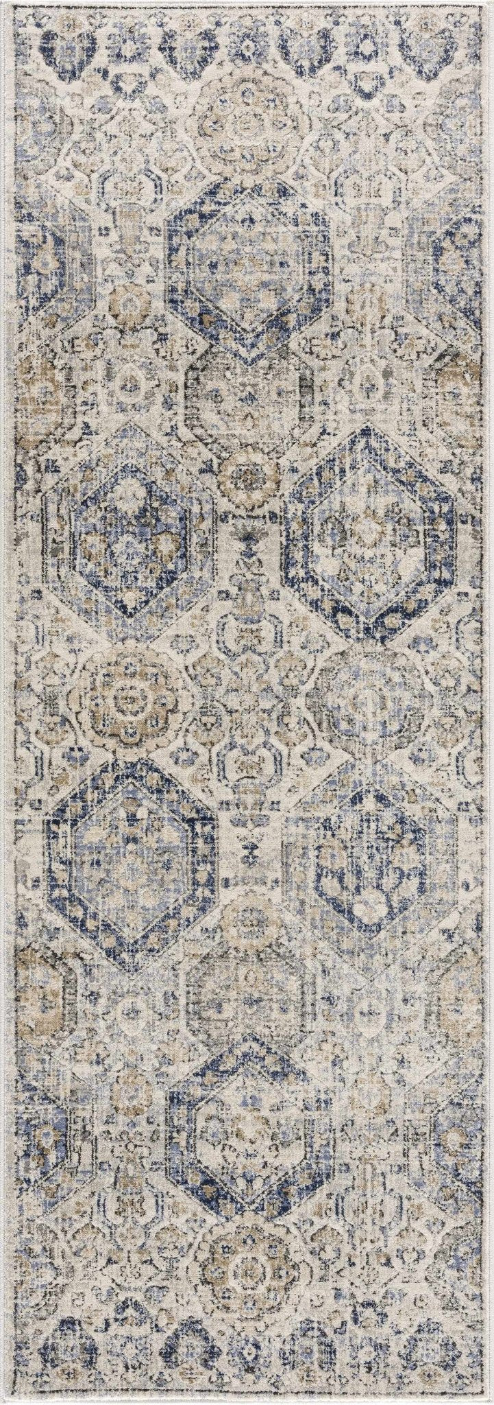 Traditional Blue and Beige Multi color Medium Pile Area Rug - Image 4