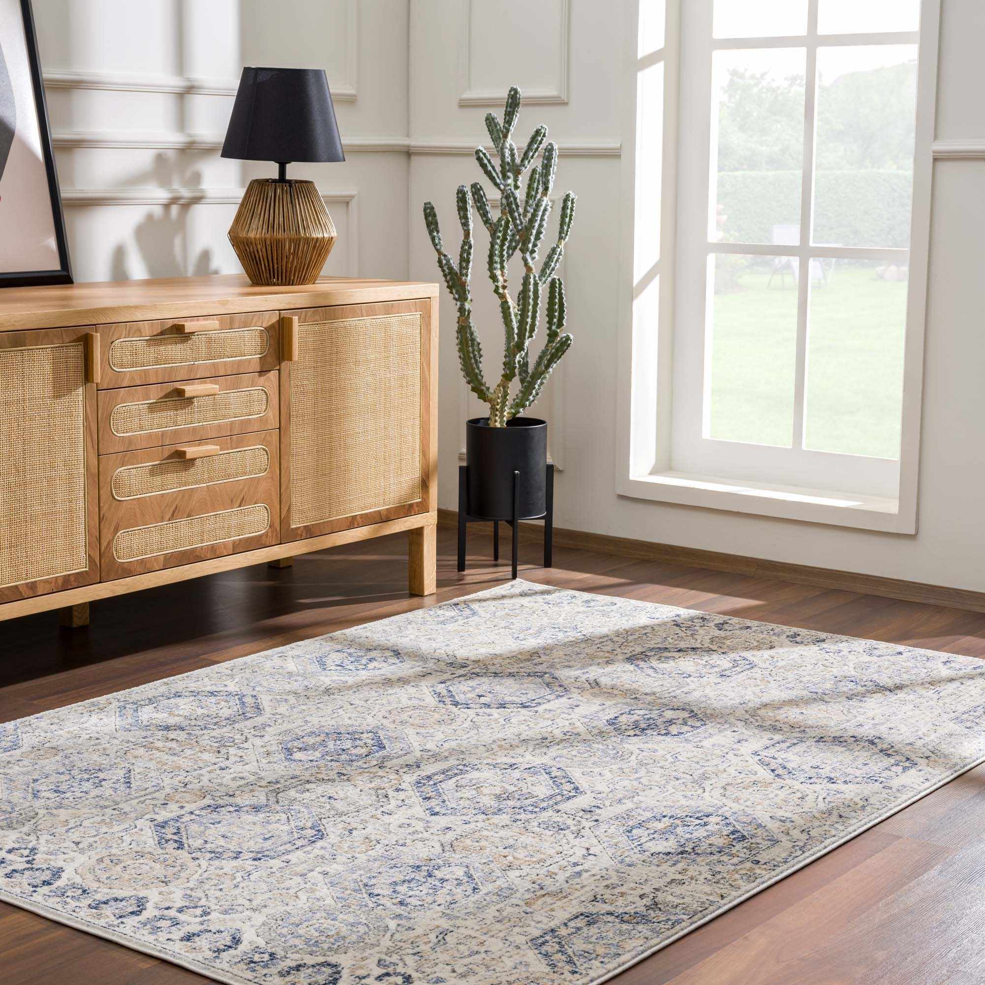 Traditional Blue and Beige Multi color Medium Pile Area Rug - Image 5