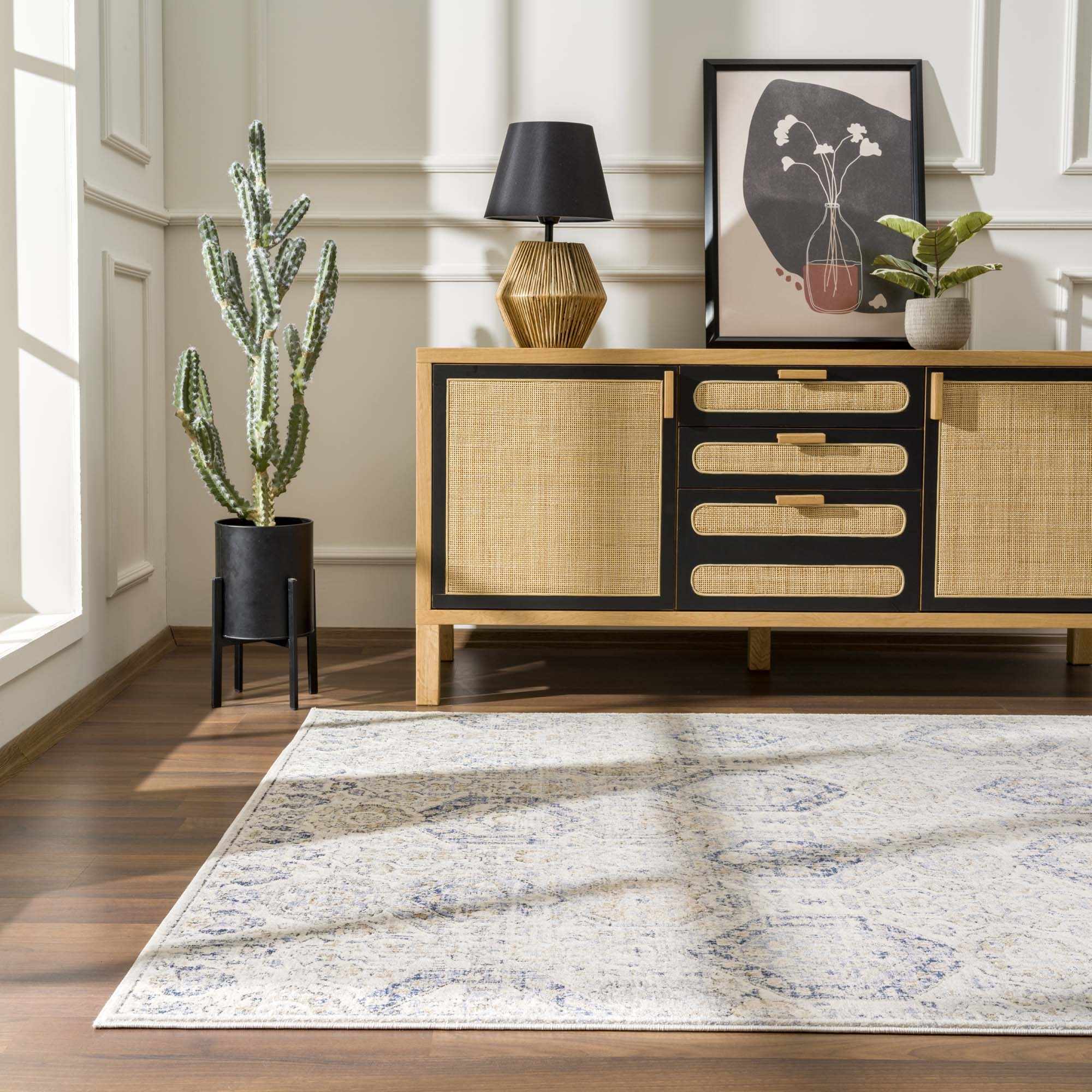 Traditional Blue and Beige Multi color Medium Pile Area Rug - Image 7