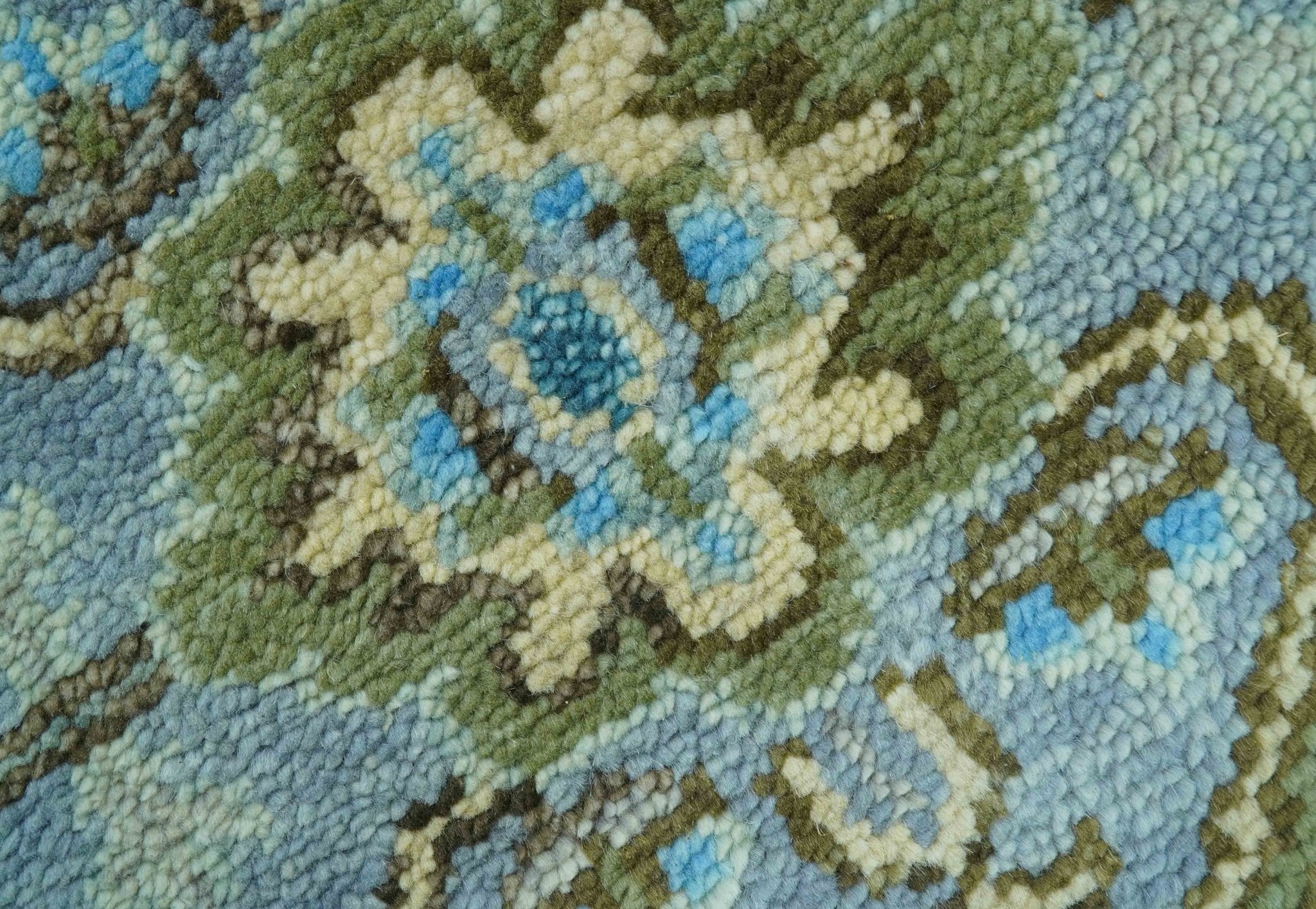 Traditional Blue And Gray Oushak Hand knotted Wool Area Rug - Image 7