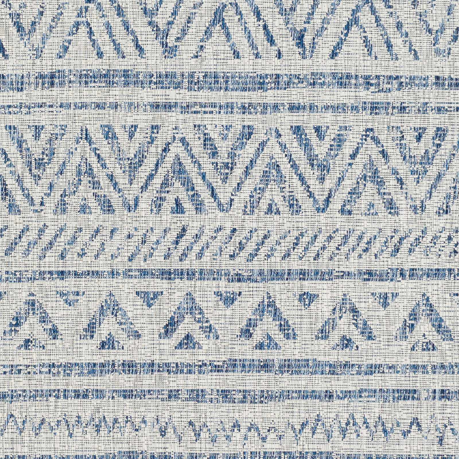 Traditional Blue and Ivory Tribal Design Outdoor Area Rug - Image 11