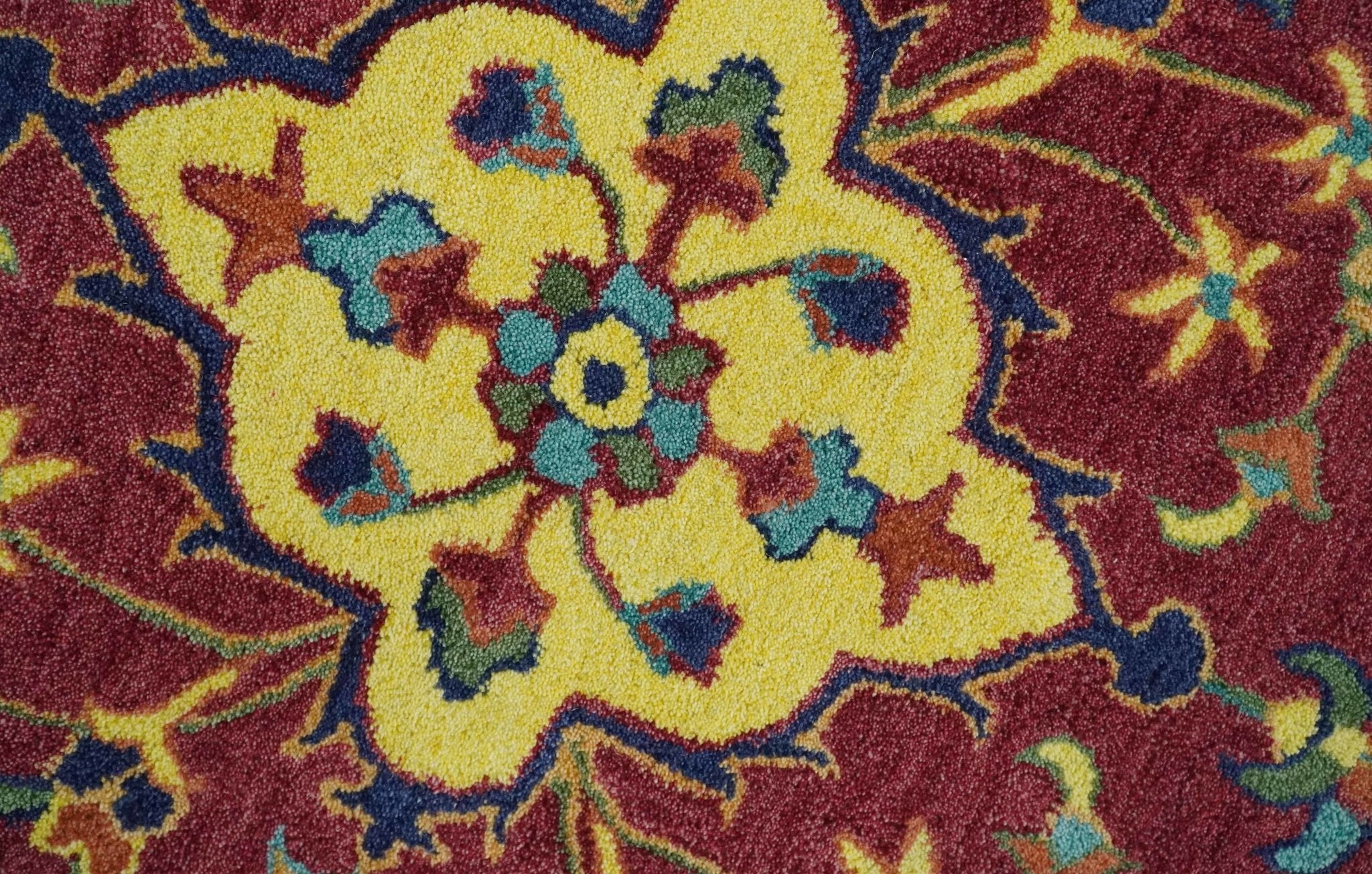 Traditional Blue and Red Hand Tufted Turkish Design Wool Area Rug - Image 4