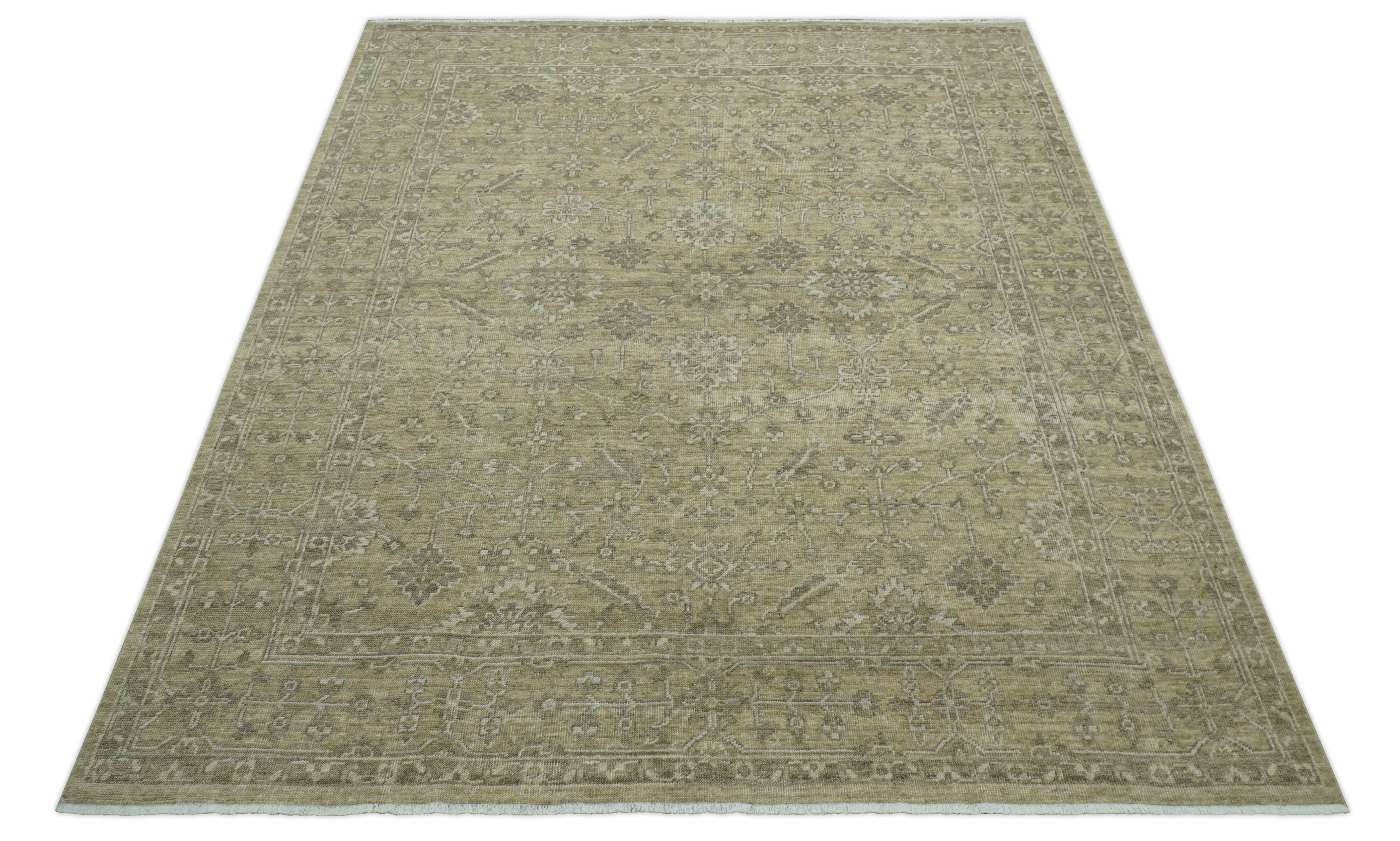 Traditional Camel and Brown Hand Knotted Fine Turkish Knot Wool rug - Image 10