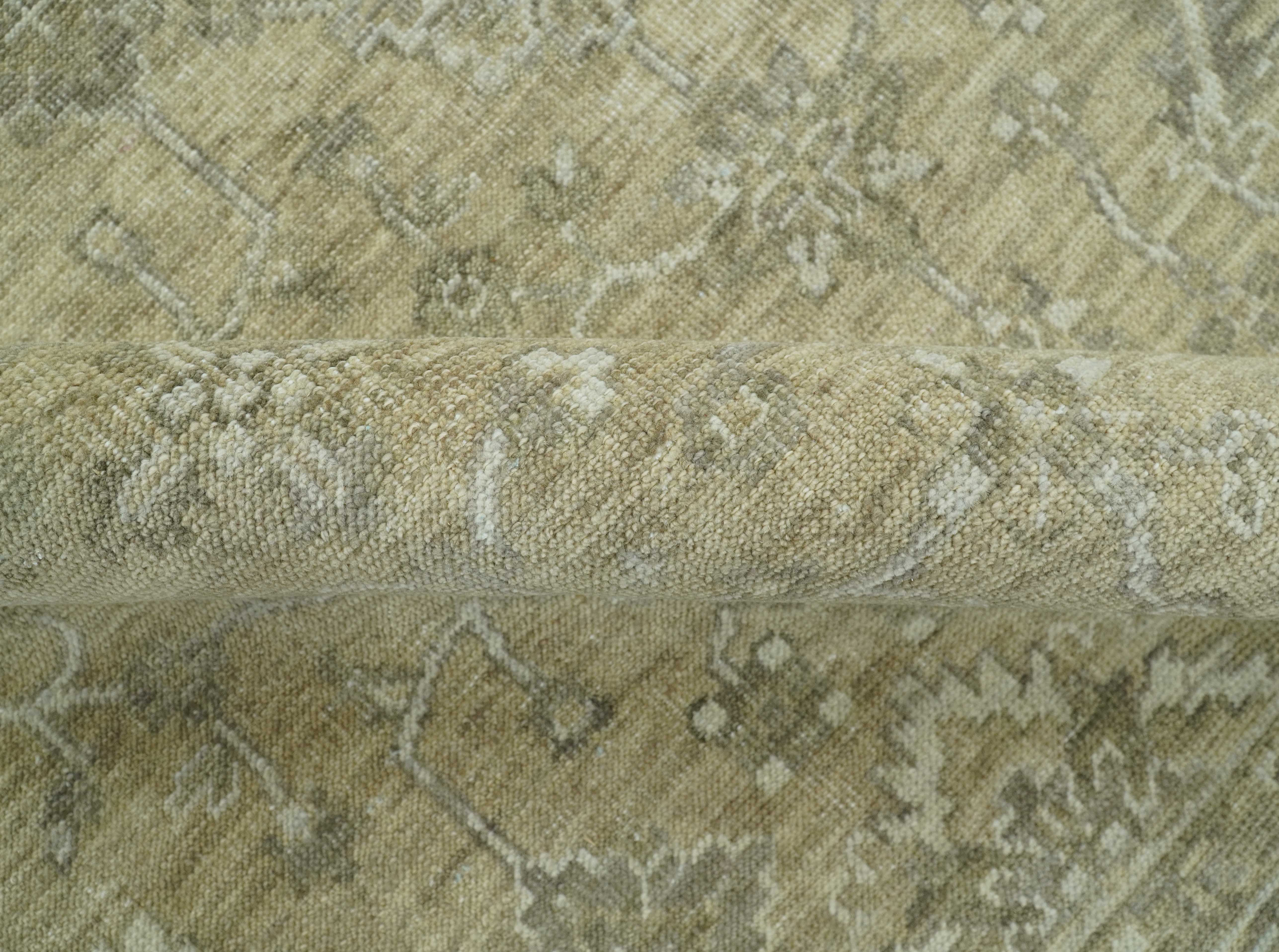 Traditional Camel and Brown Hand Knotted Fine Turkish Knot Wool rug - Image 7