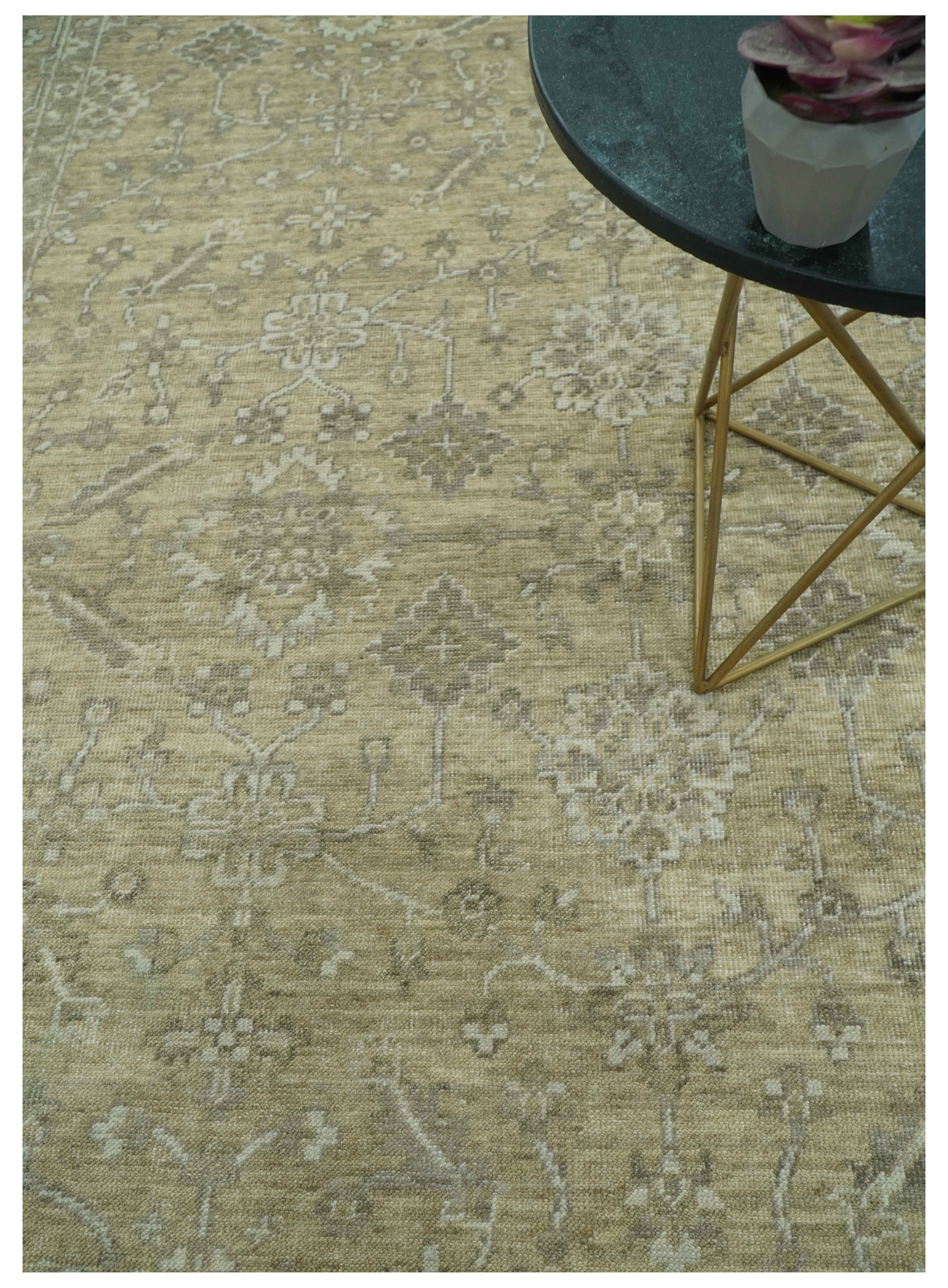 Traditional Camel and Brown Hand Knotted Fine Turkish Knot Wool rug - Image 8