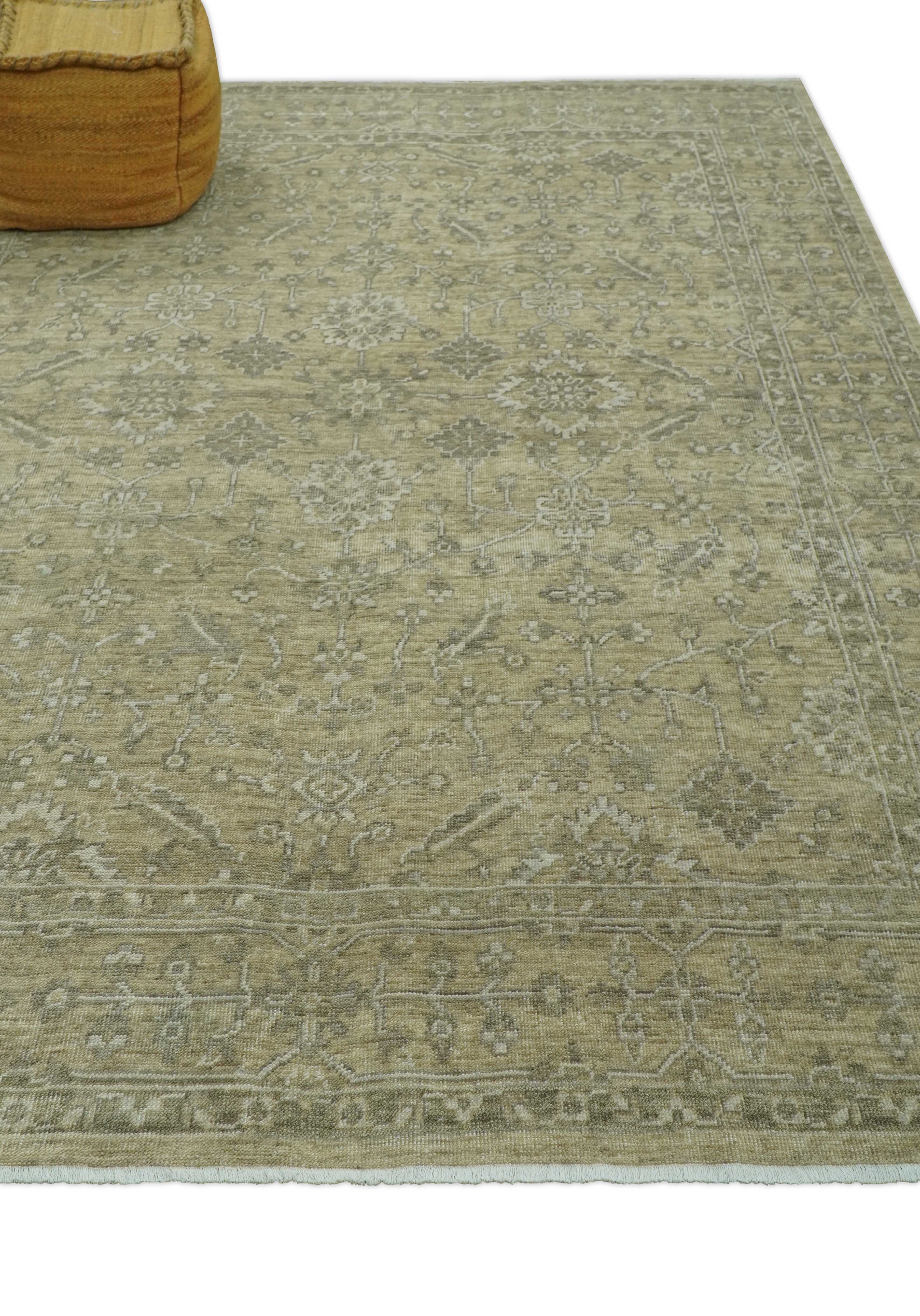 Traditional Camel and Brown Hand Knotted Fine Turkish Knot Wool rug - Image 9
