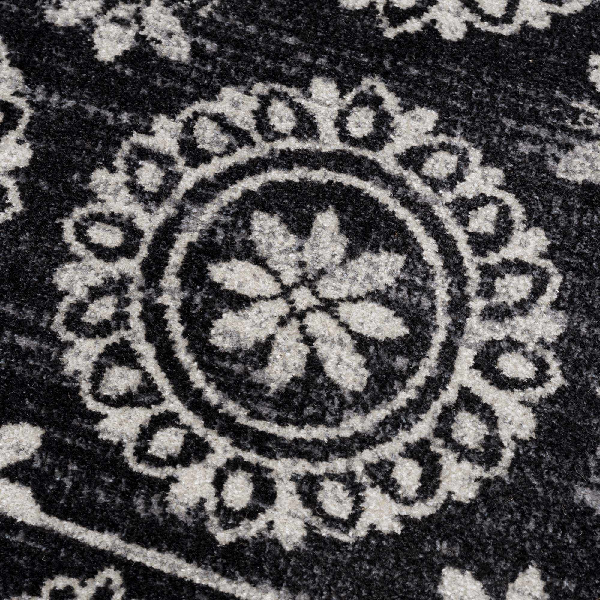 Traditional Charcoal and Ivory Low Pile Washable Area Rug - Image 12