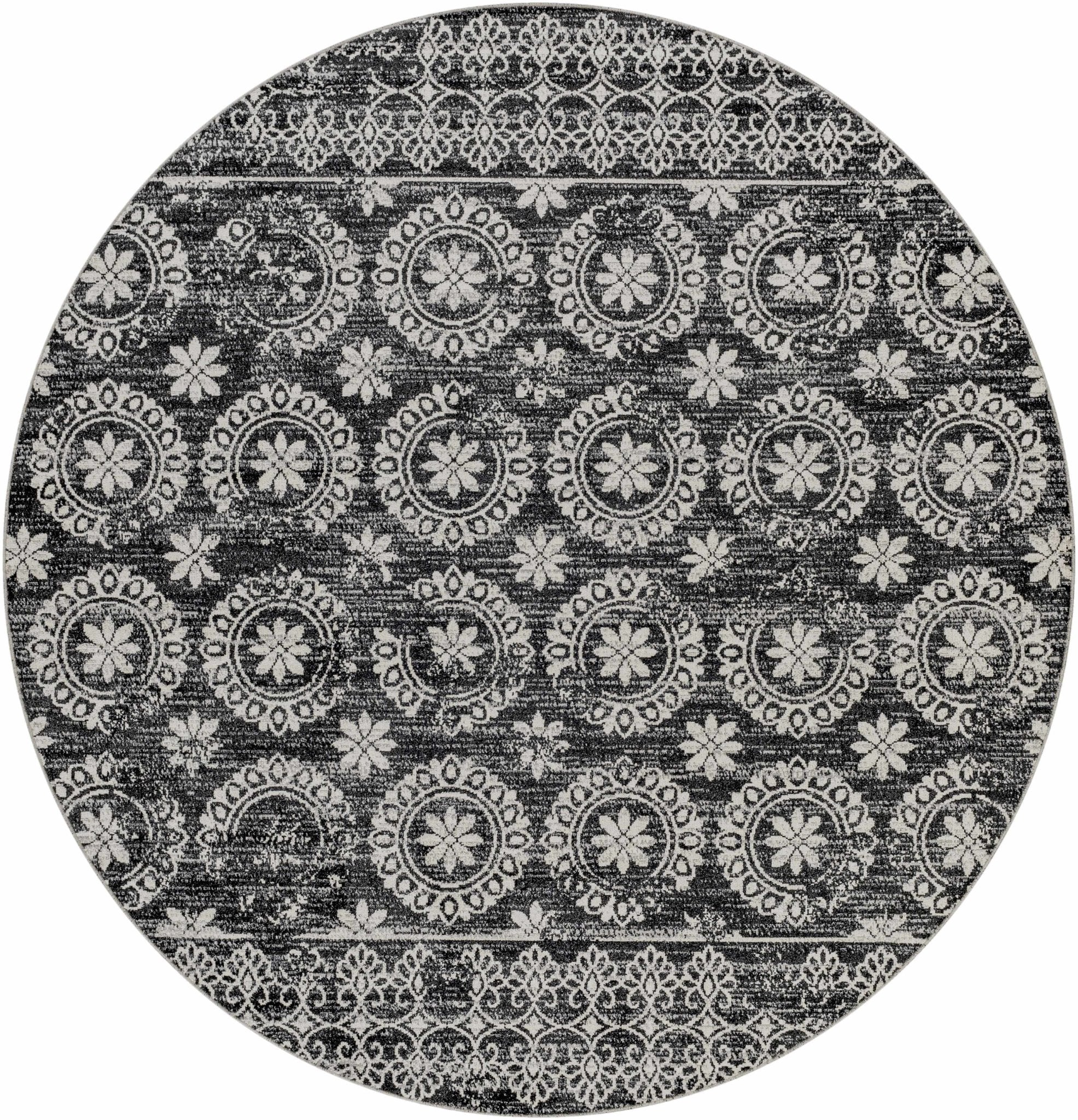 Traditional Charcoal and Ivory Low Pile Washable Area Rug - Image 18