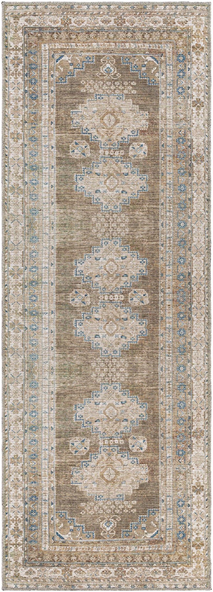 Earthy Turkish Design Dusty Sage And Cream Machine-Washable Rug - Image 12