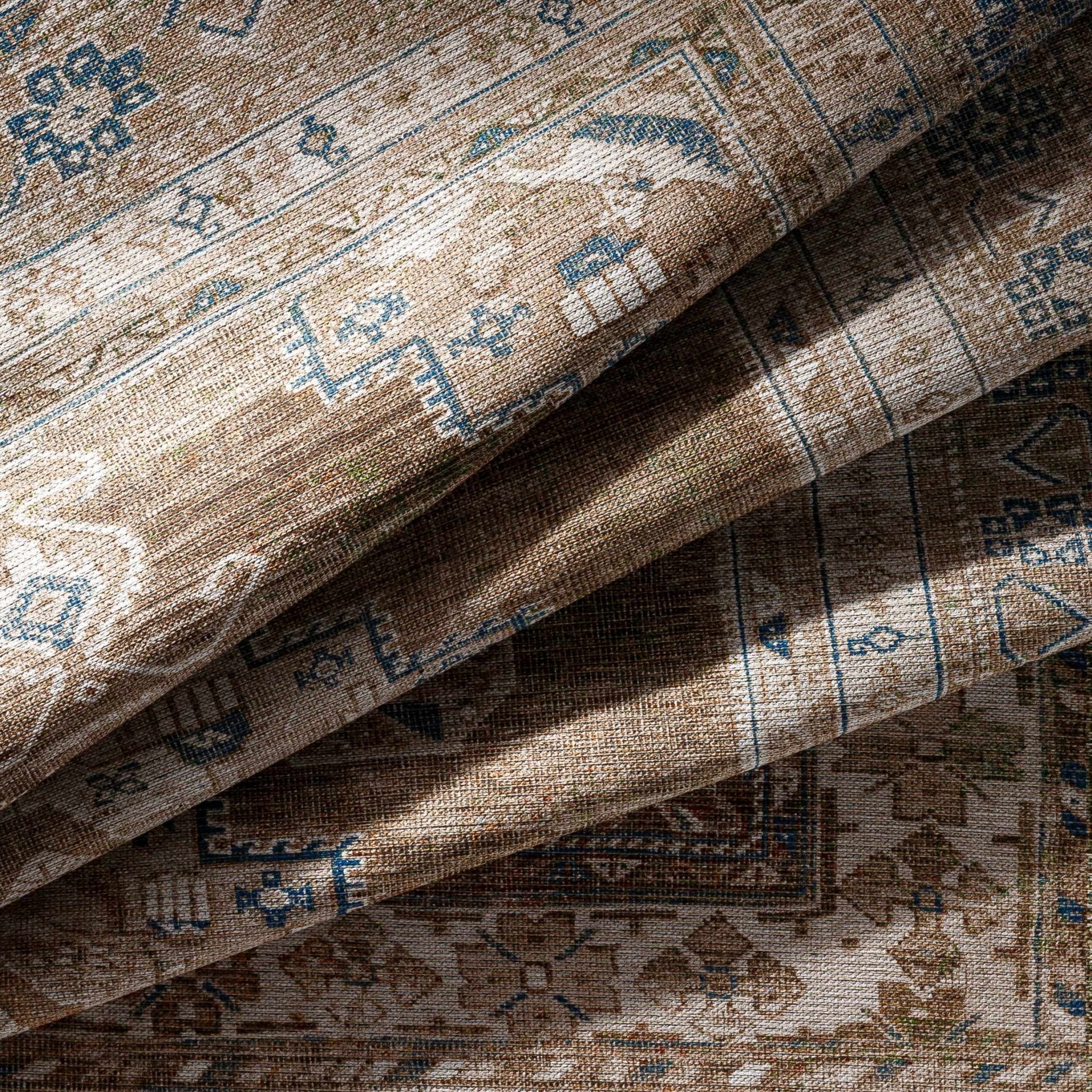 Earthy Turkish Design Dusty Sage And Cream Machine-Washable Rug - Image 13