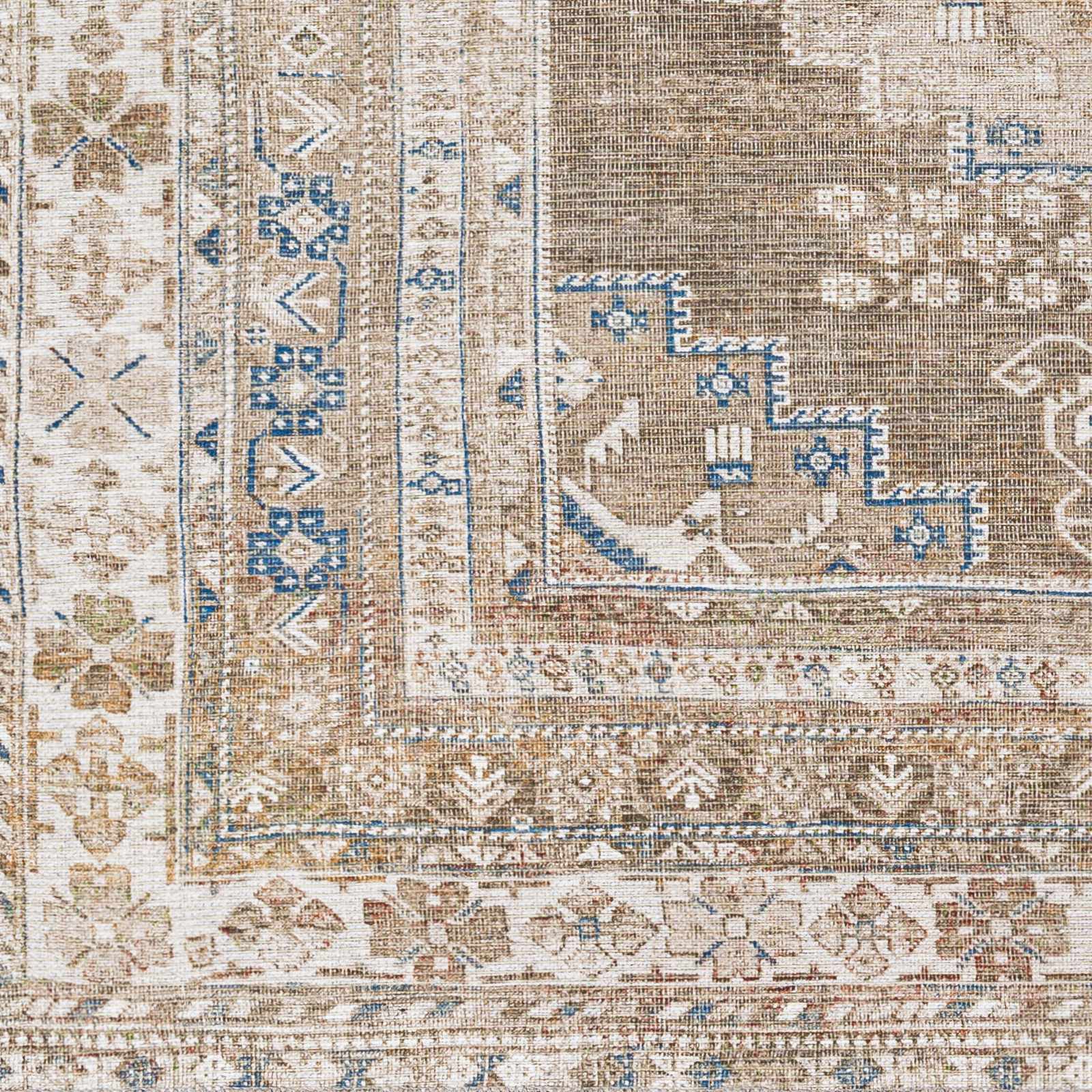Earthy Turkish Design Dusty Sage And Cream Machine-Washable Rug - Image 8