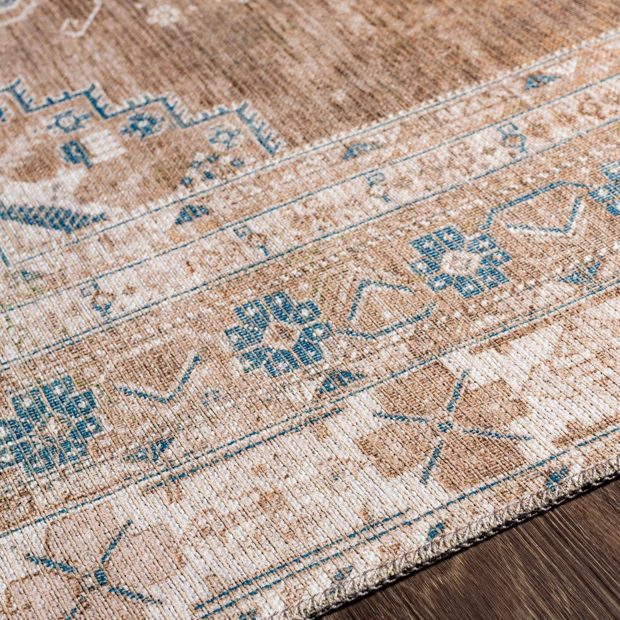 Earthy Turkish Design Dusty Sage And Cream Machine-Washable Rug - Image 9