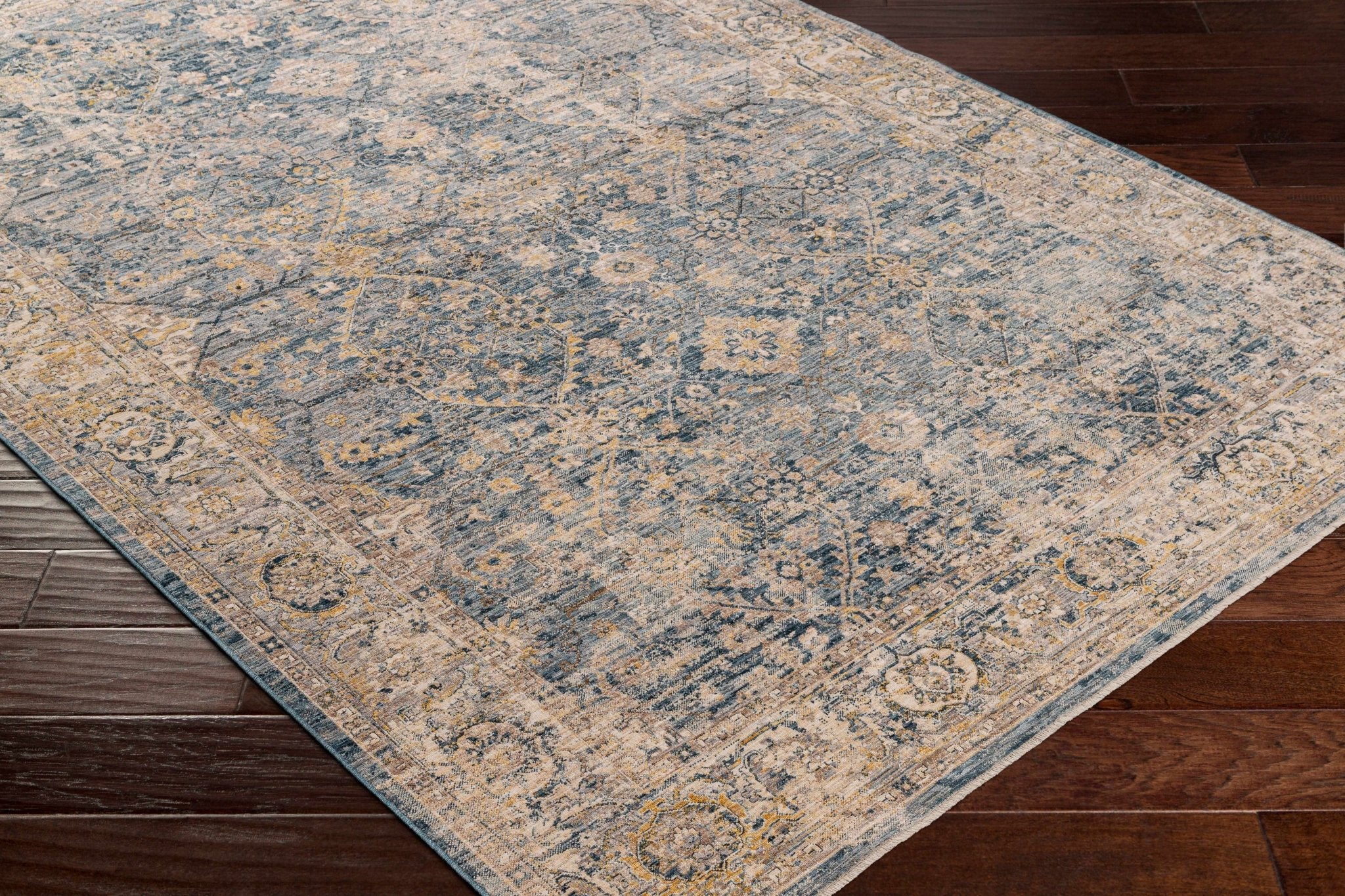 Traditional Blue And Beige Machine Woven Outdoor Area Rug - Image 3