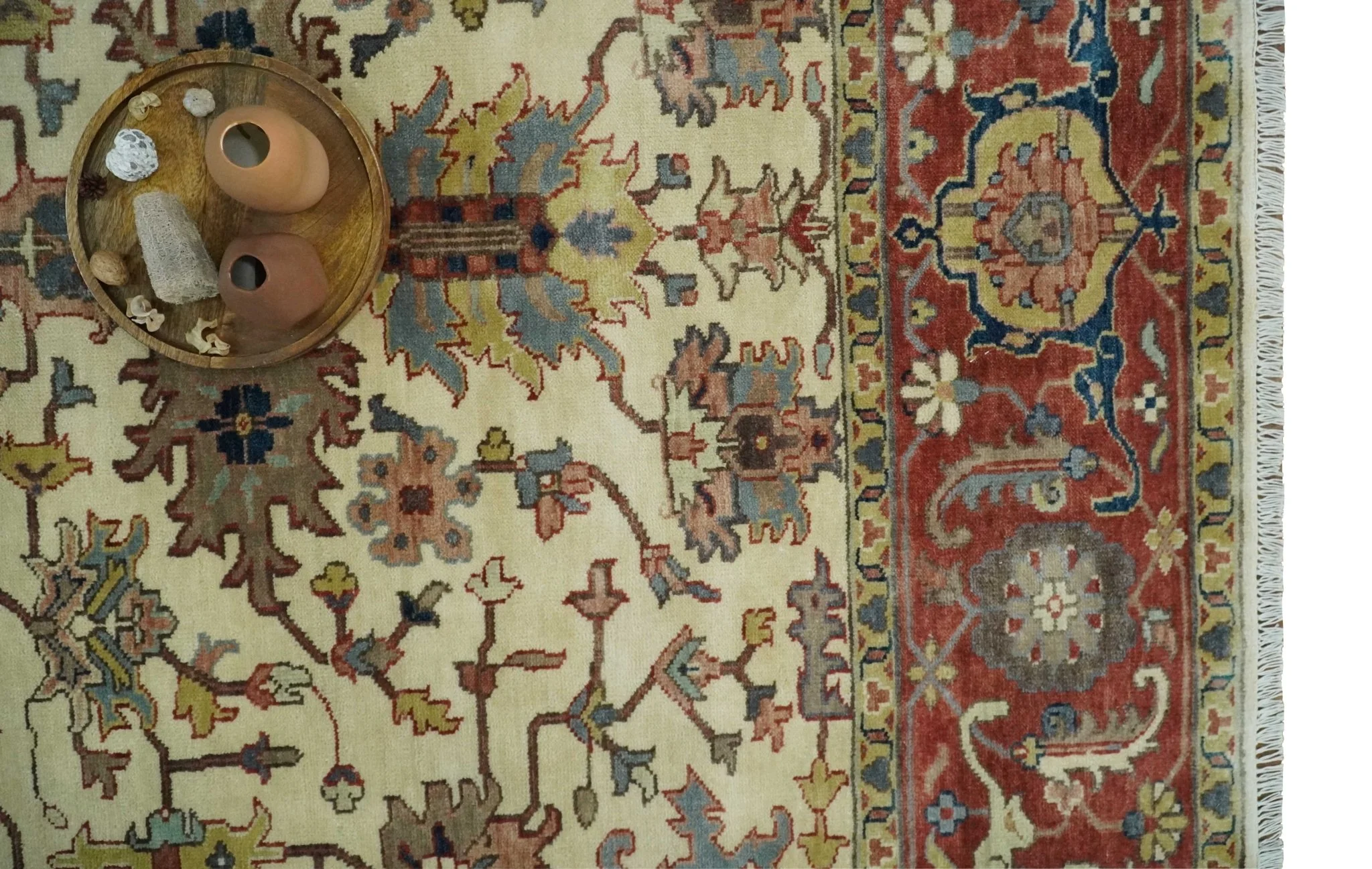 Traditional Floral Beige and Brown Vintage Style Hand knotted 8x10 wool Area Rug - Image 12