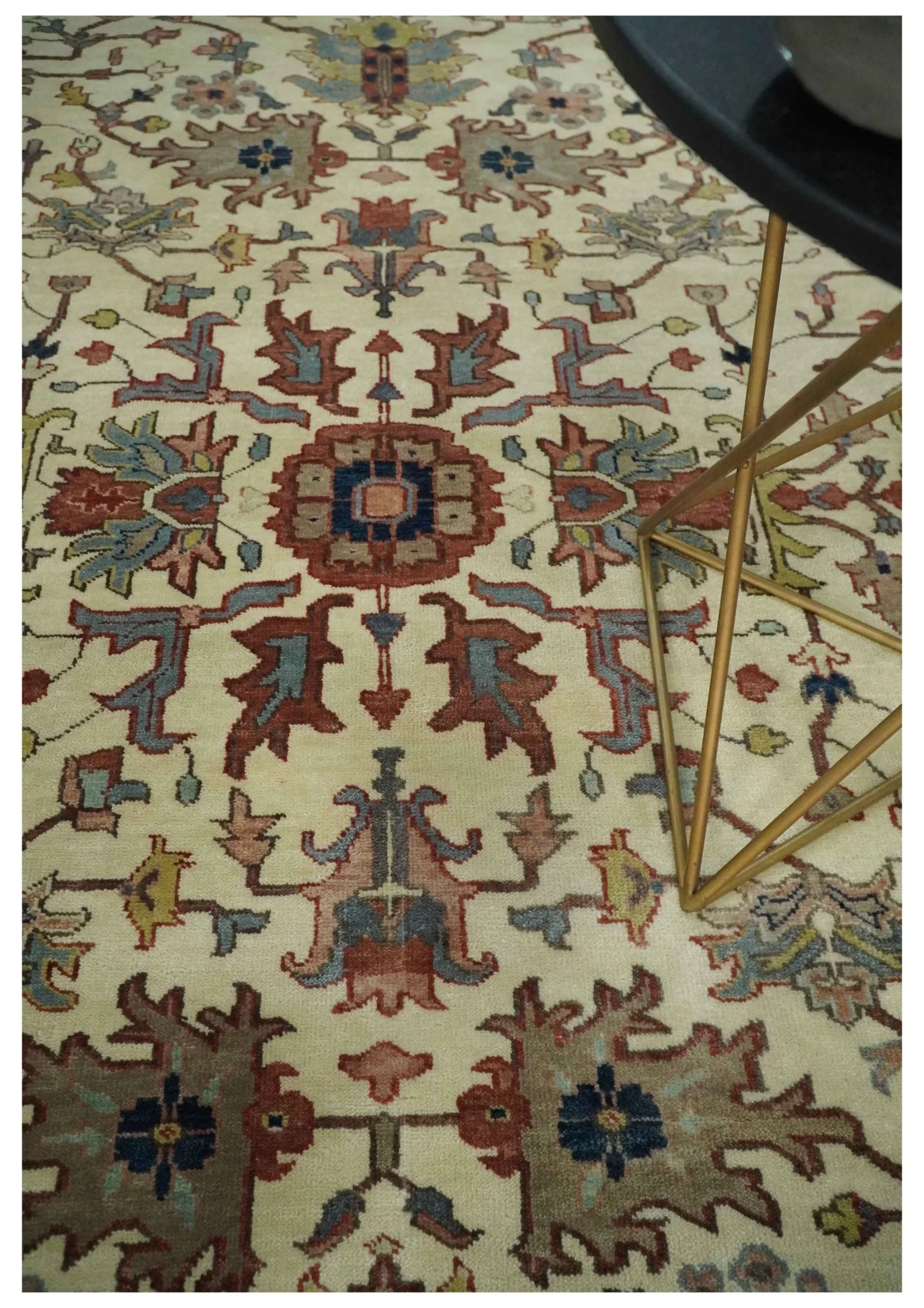 Traditional Floral Beige and Brown Vintage Style Hand knotted 8x10 wool Area Rug - Image 2