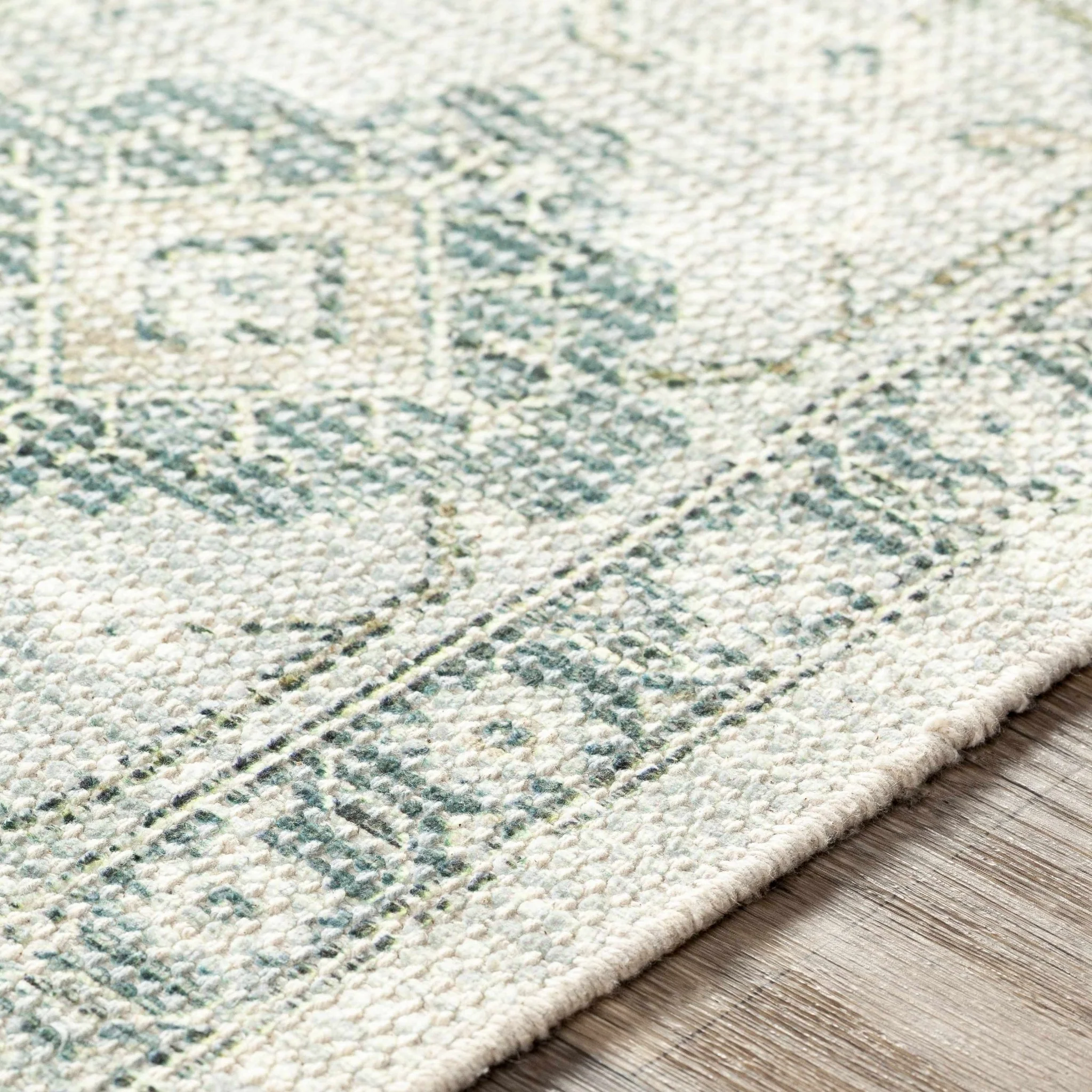Traditional Floral Beige and Green Hand Woven Oriental area rug - Image 6