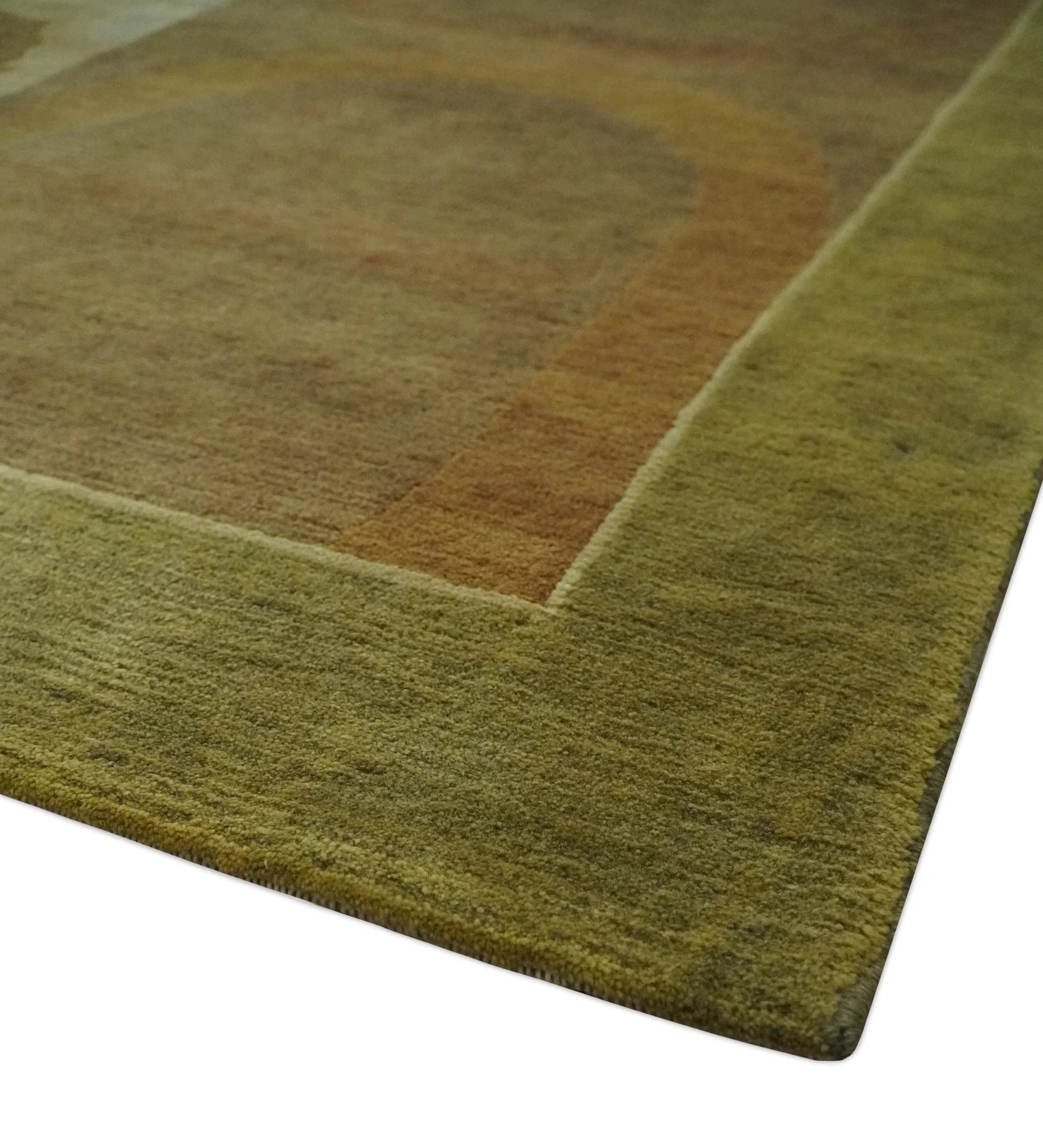 Traditional Floral Block Design Olive, Green and Brown Hand knotted 6x8 wool Area Rug - Image 5