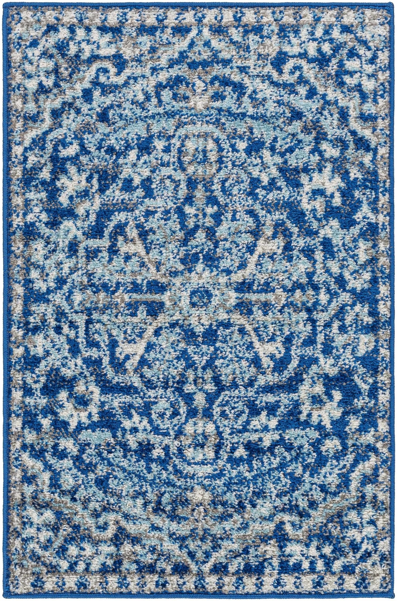 Traditional Floral Blue and Ivory Medallion Turkish Design Area rug - Image 12