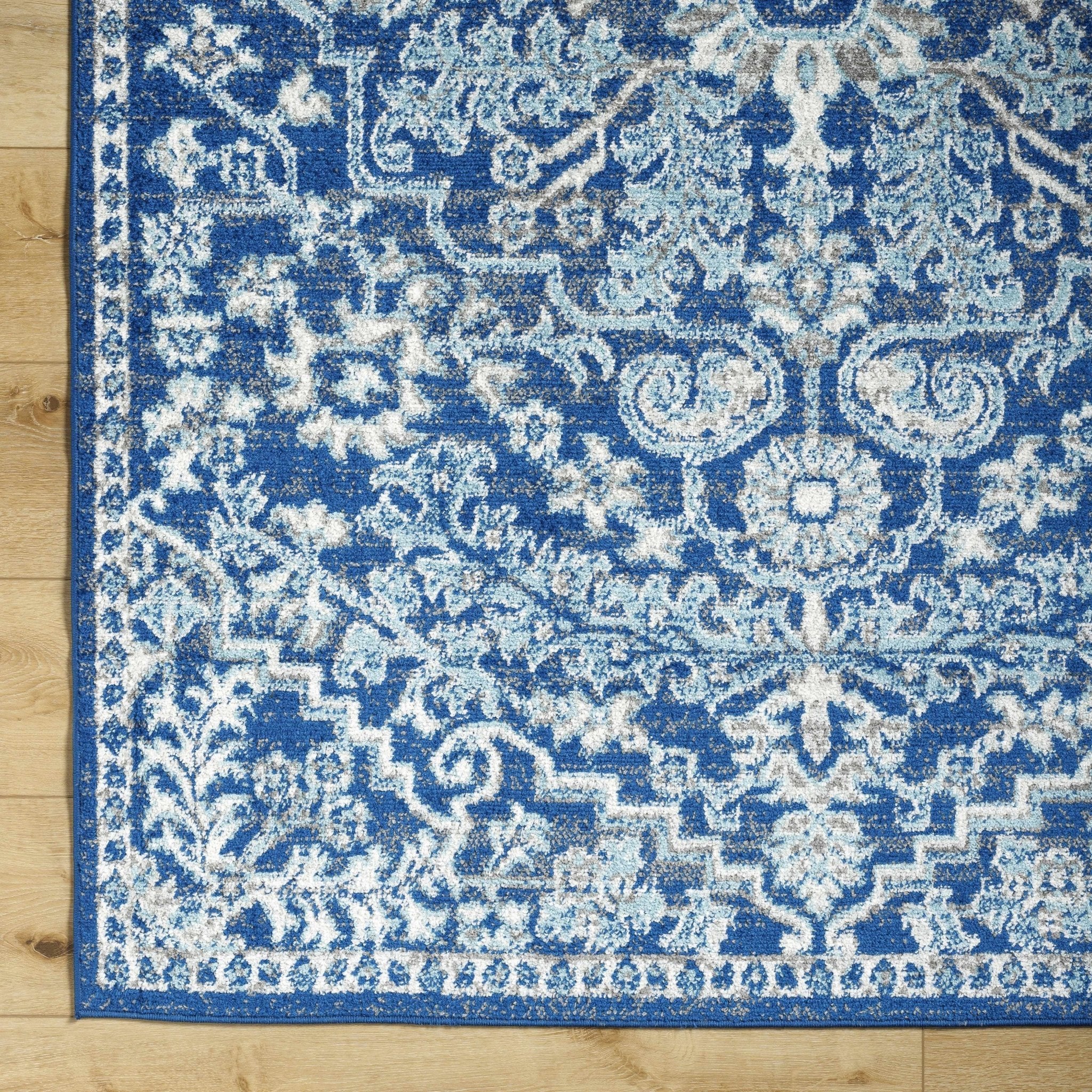 Traditional Floral Blue and Ivory Medallion Turkish Design Area rug - Image 13