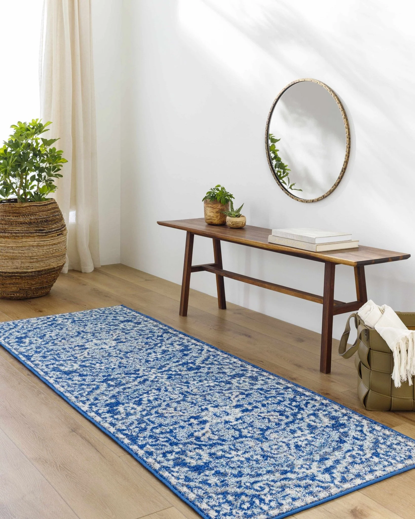 Traditional Floral Blue and Ivory Medallion Turkish Design Area rug - Image 14