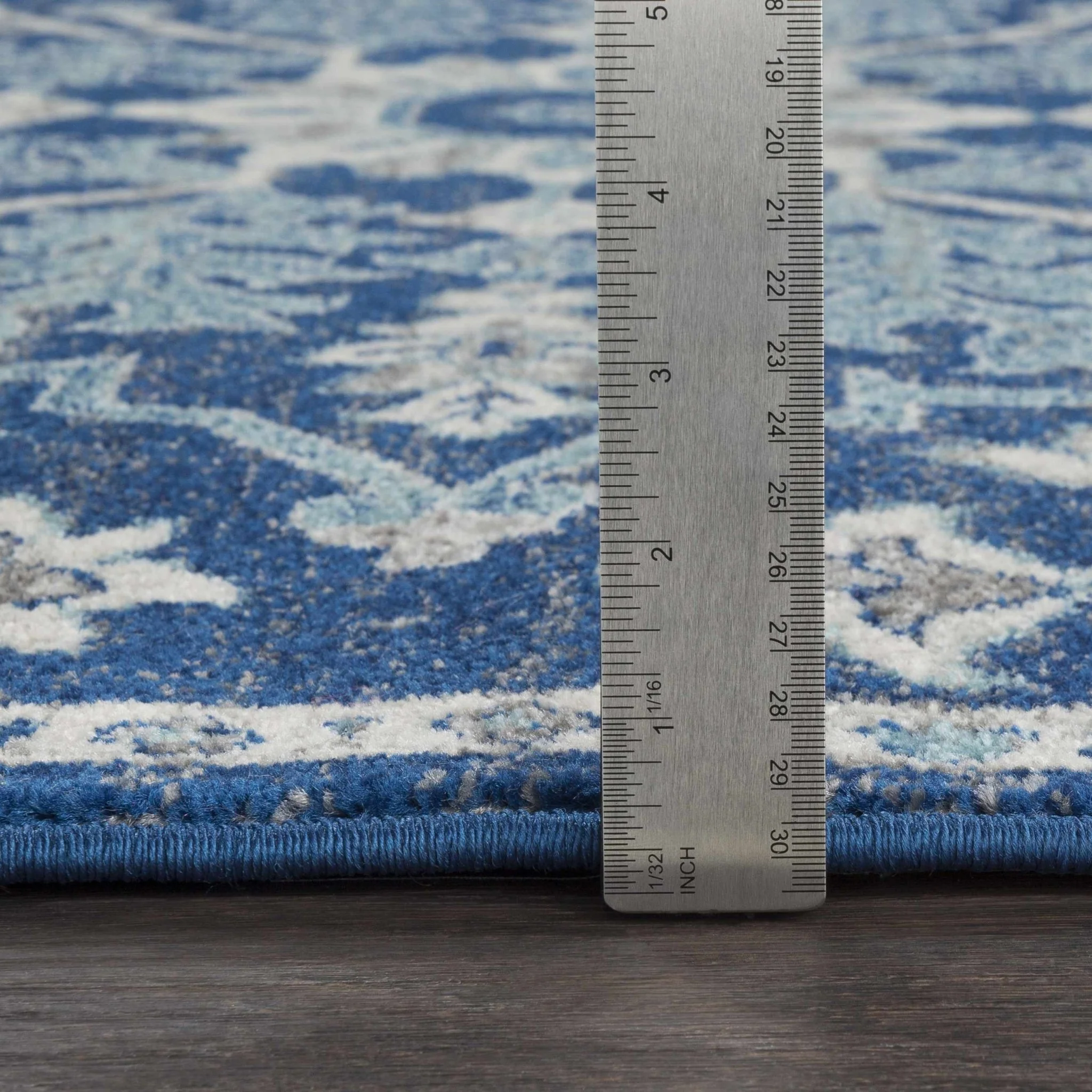Traditional Floral Blue and Ivory Medallion Turkish Design Area rug - Image 4
