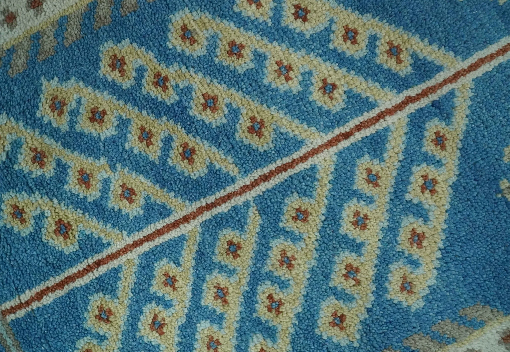 Tree of life Traditional Floral Blue, Ivory and Brown Hand Knotted Custom Made Wool Area Rug - Image 5