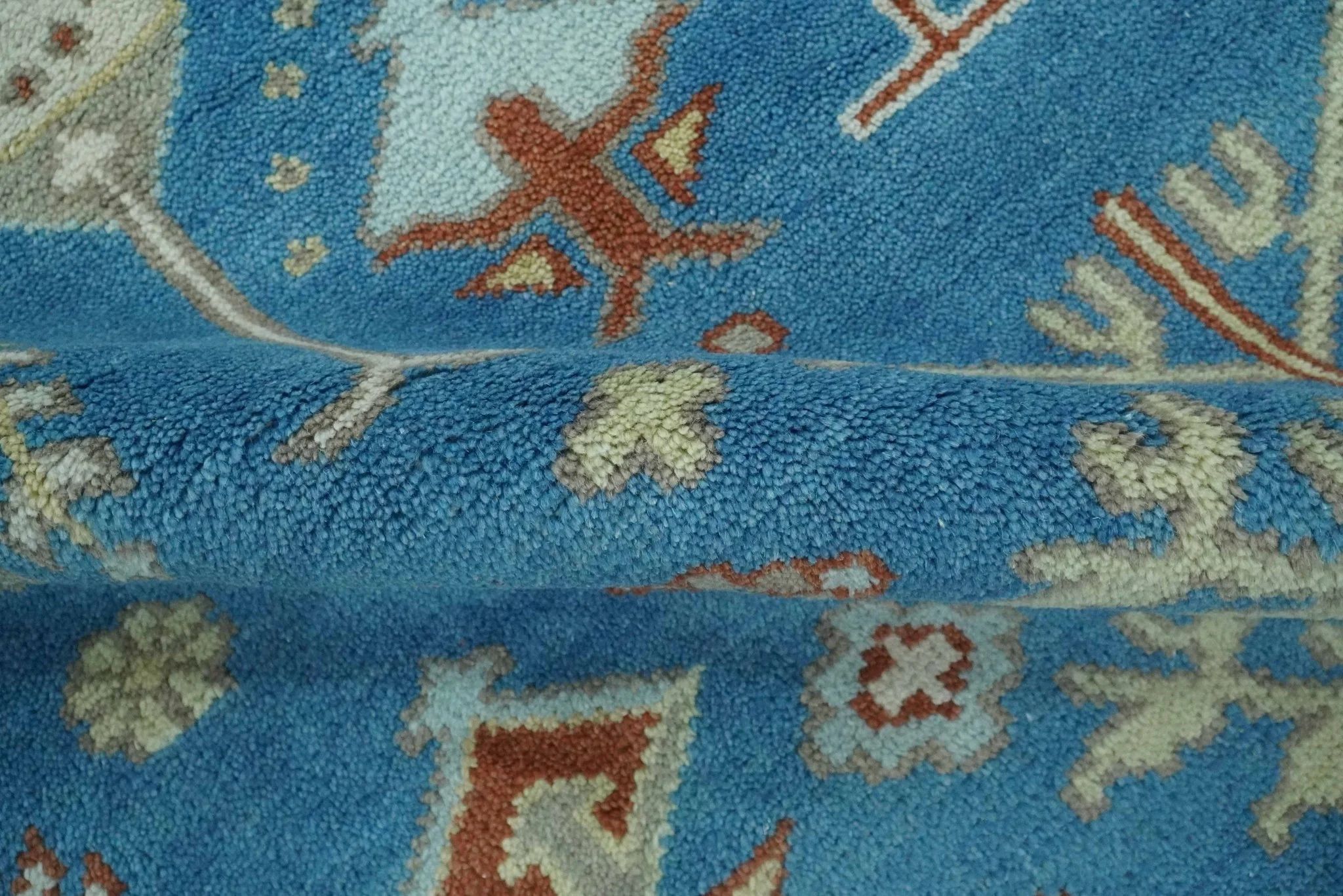 Tree of life Traditional Floral Blue, Ivory and Brown Hand Knotted Custom Made Wool Area Rug - Image 7